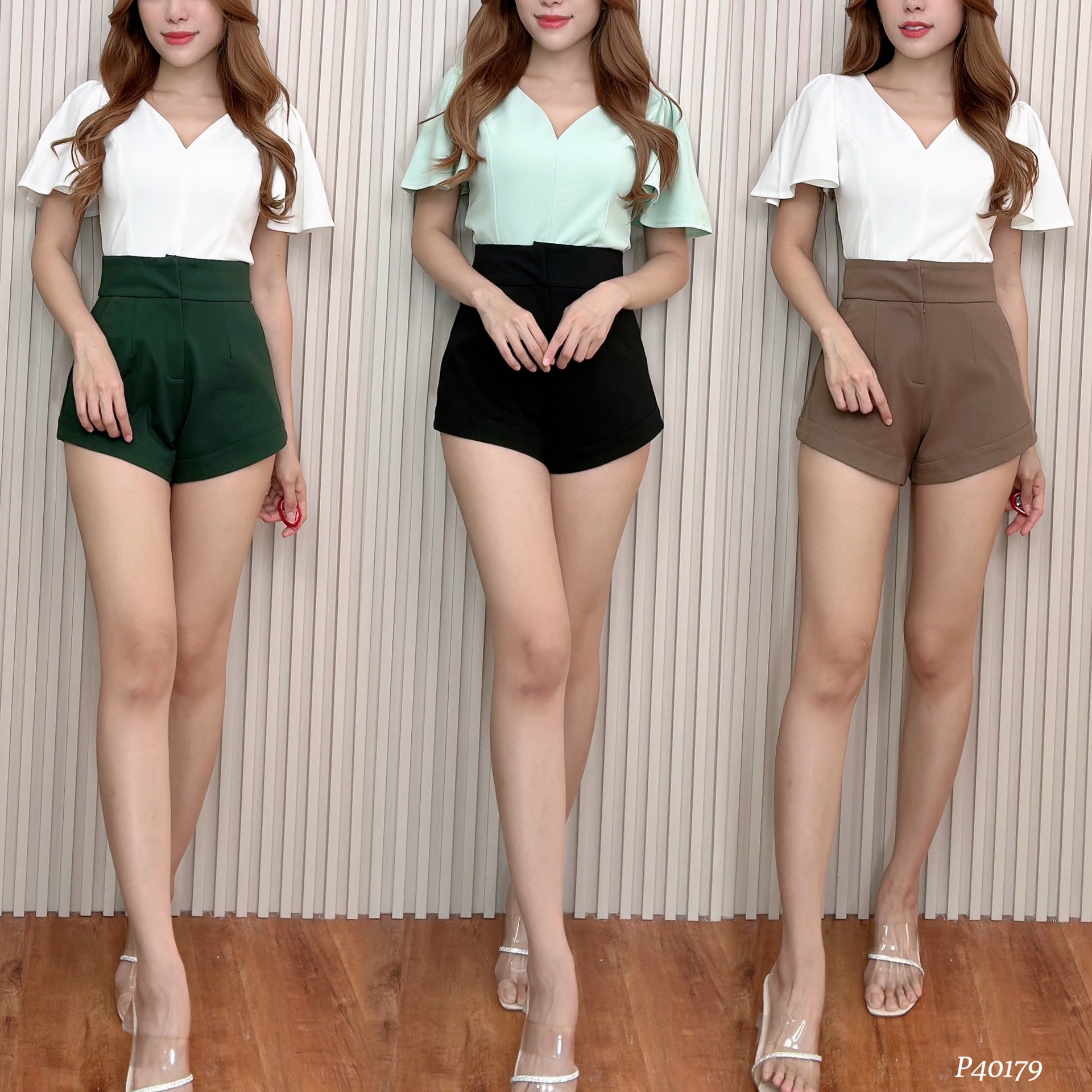 【LBP独家】百搭纯色款高腰短裤 (P40179) -特价-La'Belle Fashion Boutique Sdn Bhd