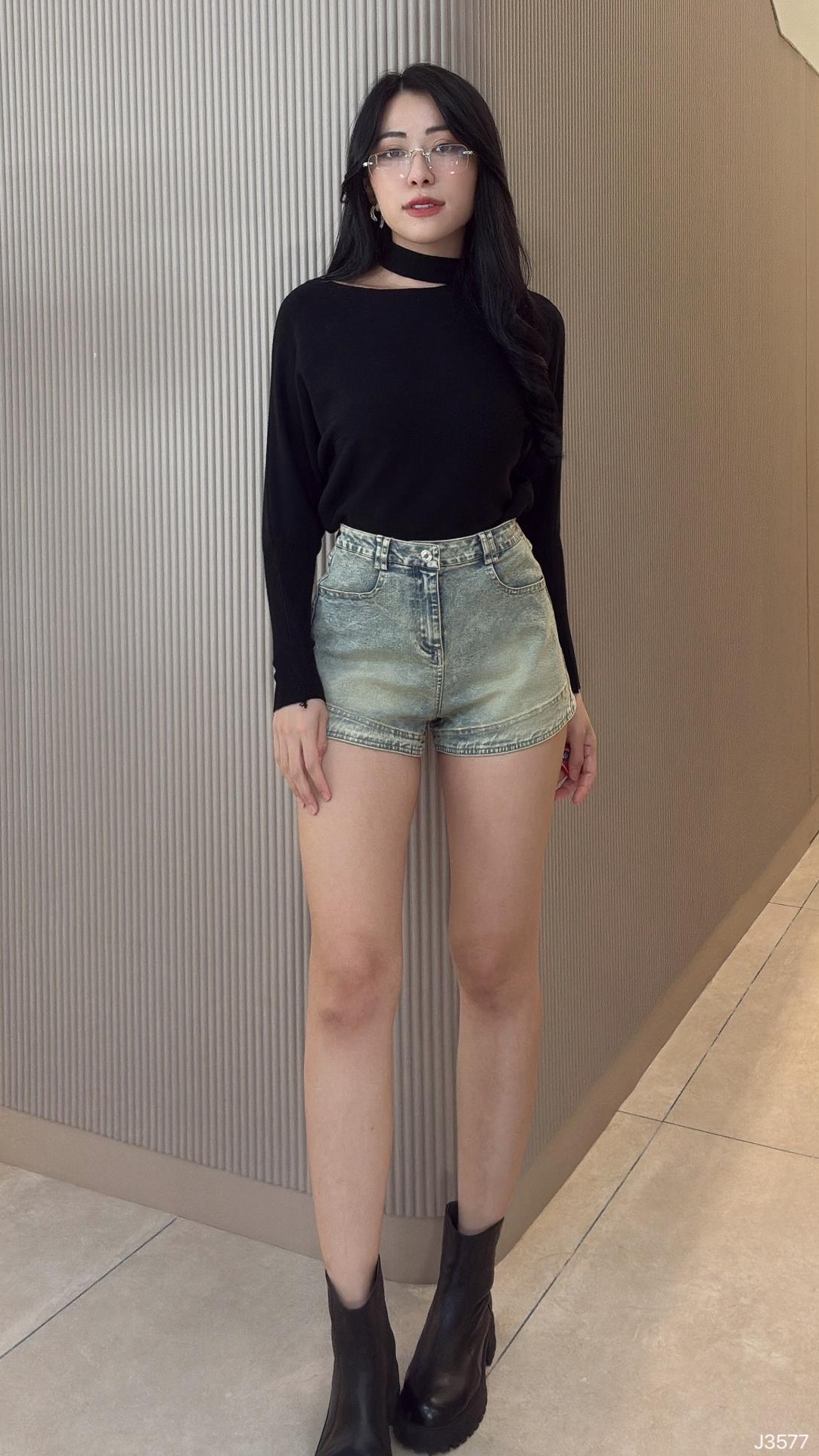 【LBP独家】复古A字水洗牛仔高腰短裤 (J3577)