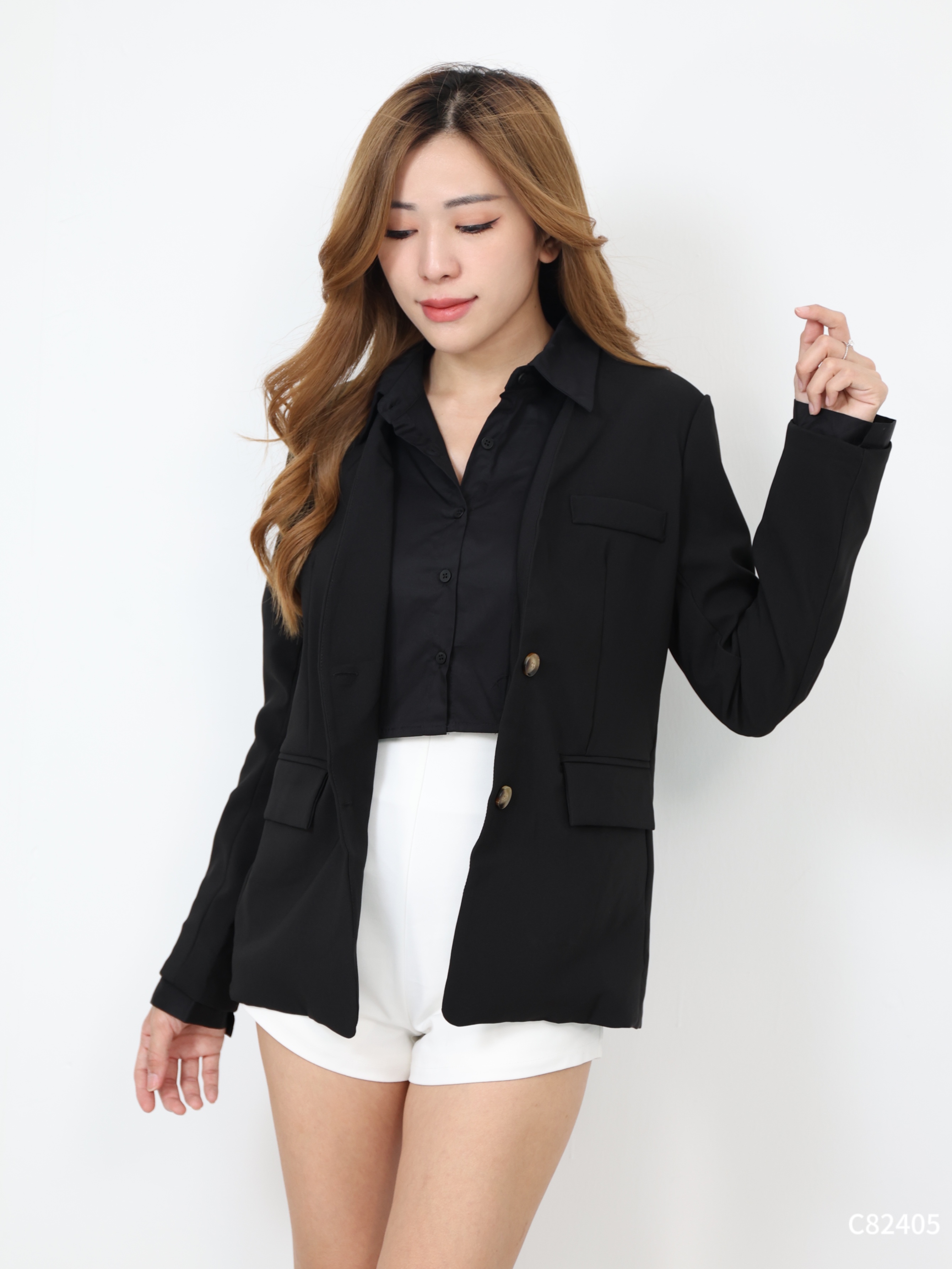 【LBP独家】时尚假两件拼接外套 (C82405) - 特价-La'Belle Fashion Boutique Sdn Bhd