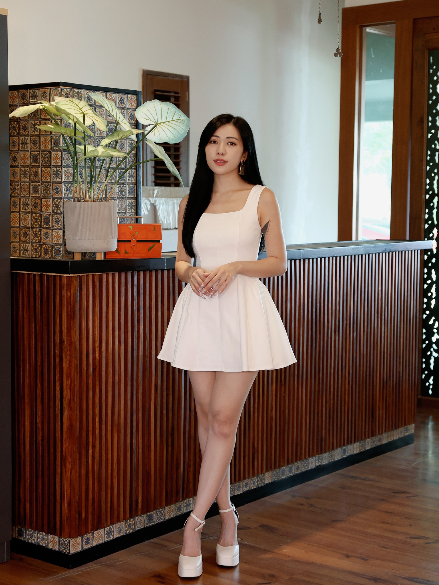 气质收腰A字蓬蓬设计宽带连身裙 (ST21545)