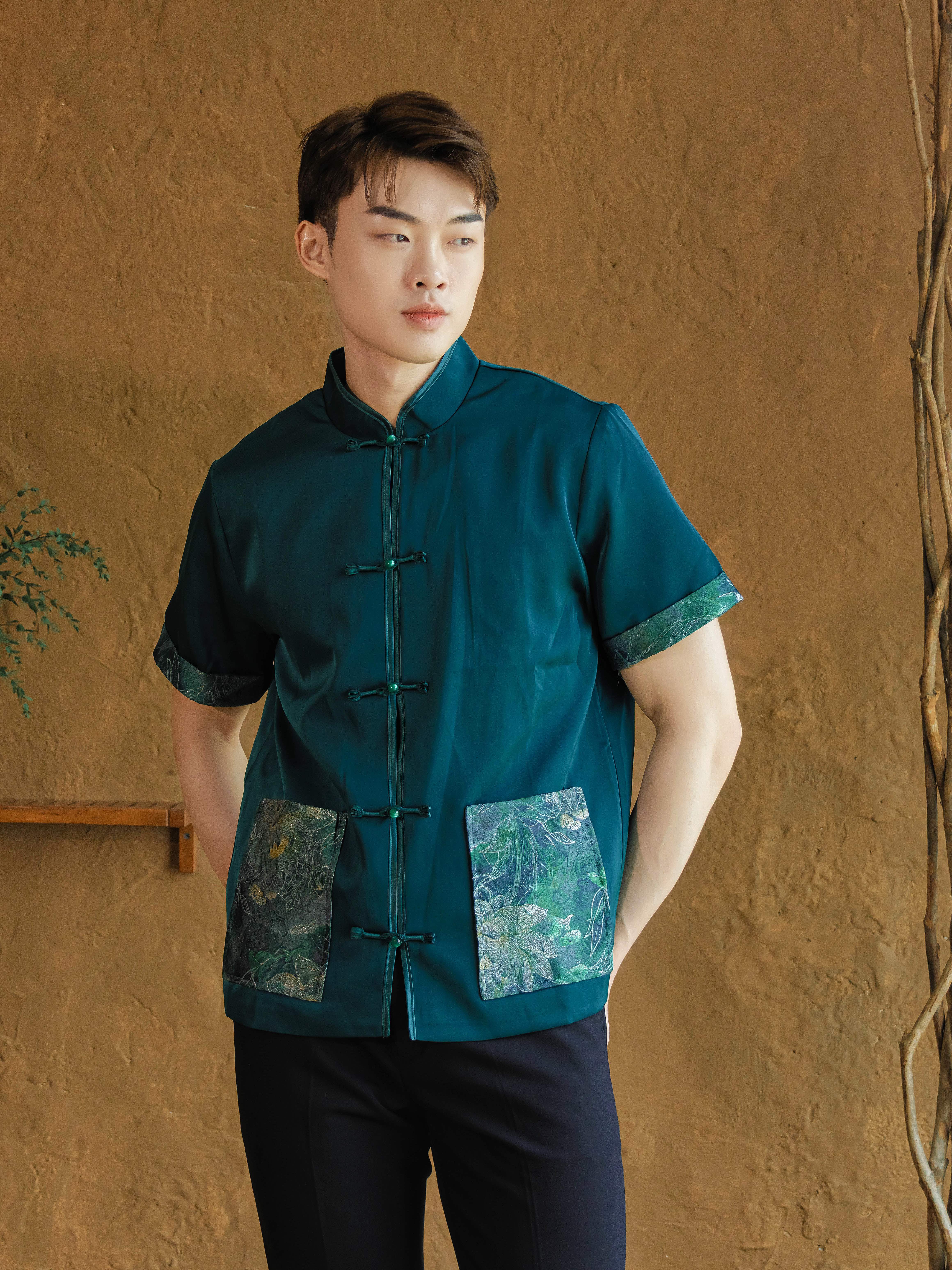 【烟岚浅梦】男唐装 -LBP 独家新年系列 国风侧边小开叉设计唐装上衣 (T90625)