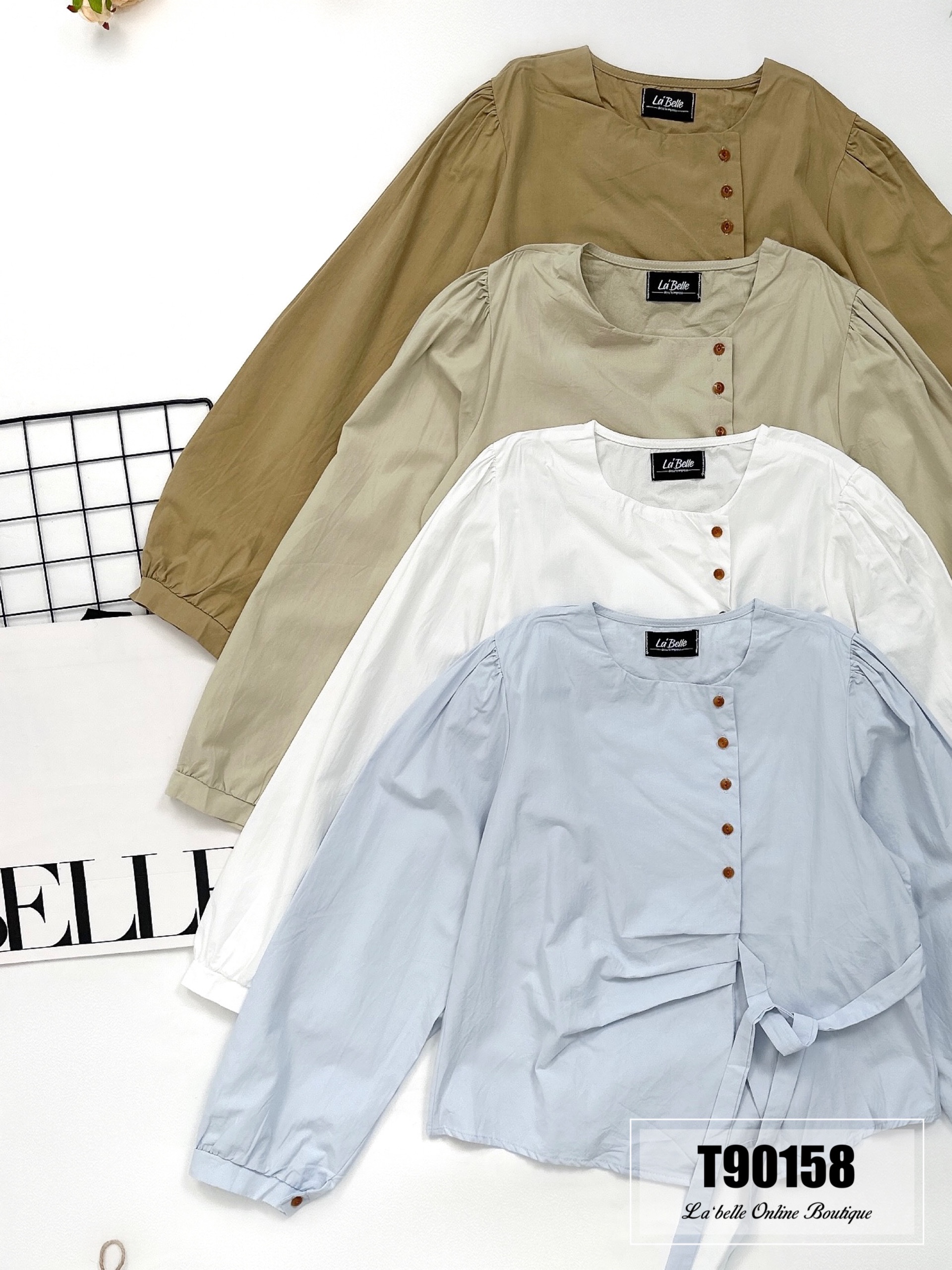 韩版宽松系带设计长袖上衣 (T90158)-La'Belle Fashion Boutique Sdn Bhd