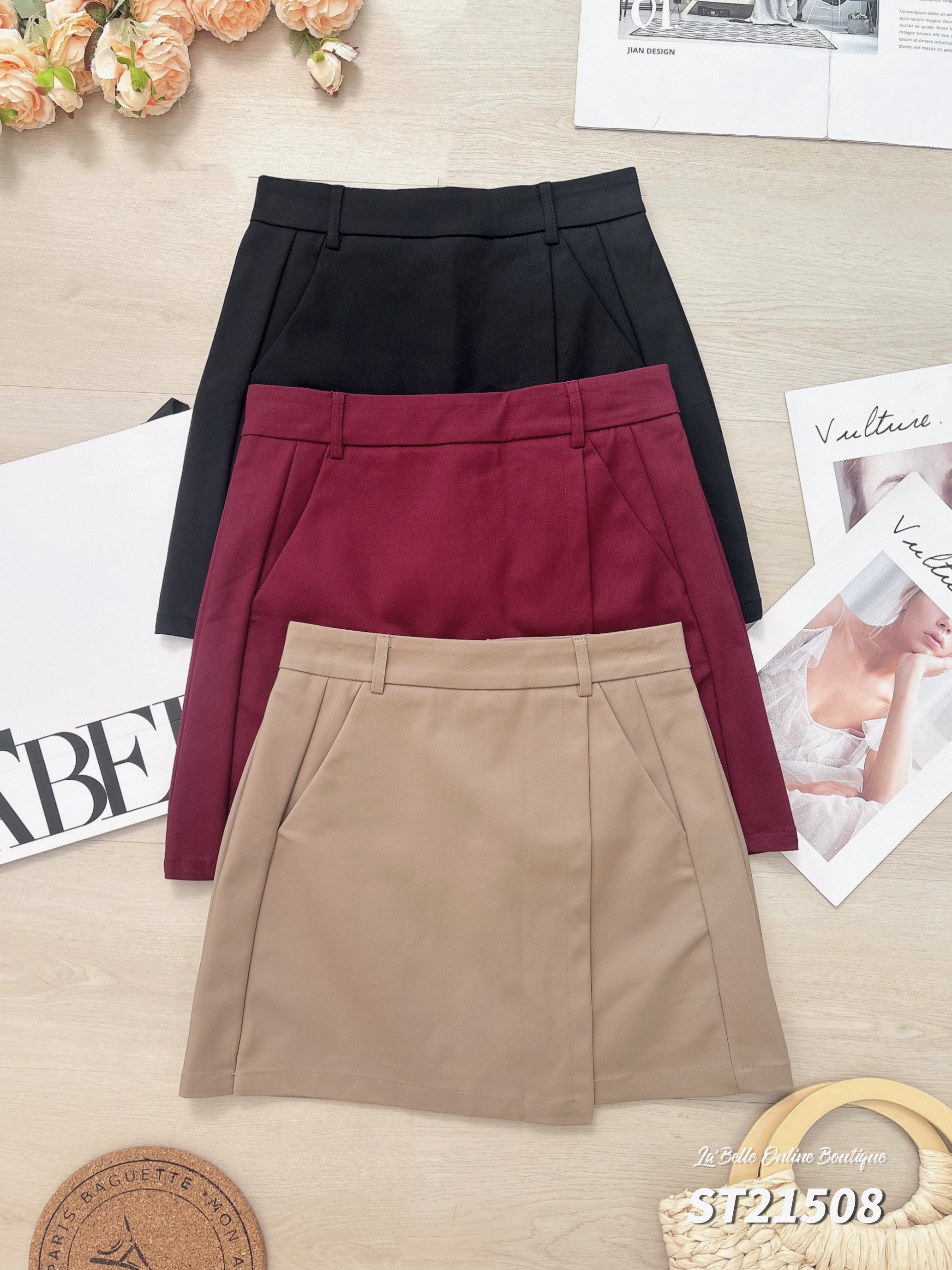 韩系包臀显瘦A字高腰裤裙 (ST21508)