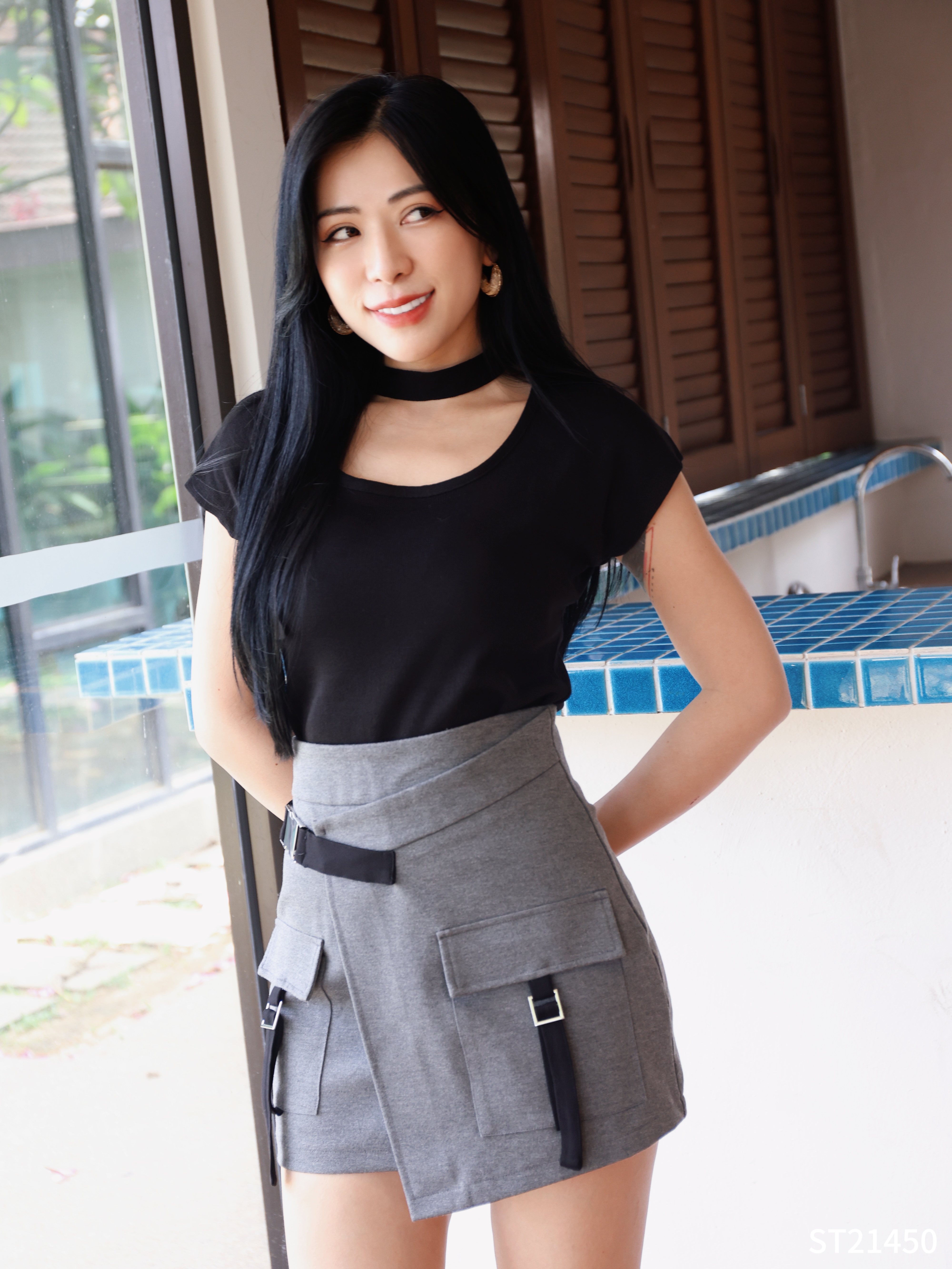 【LBP独家】酷Girl工装风A字显瘦高腰裙 (ST21450)