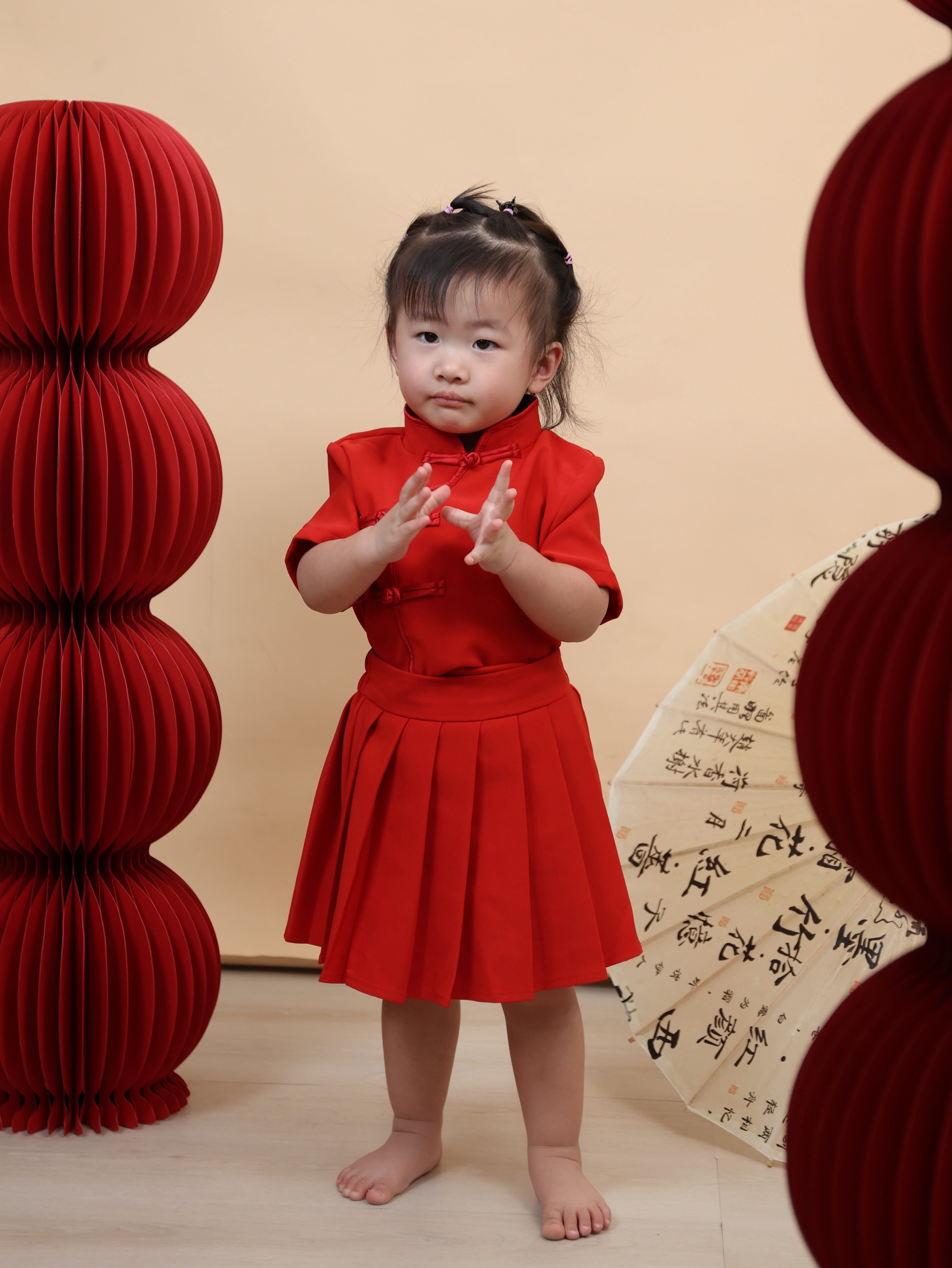 【LBP亲子系列-红运当头】简约改良版旗袍两件套【女童款】(F70129)-La'Belle Fashion Boutique Sdn Bhd