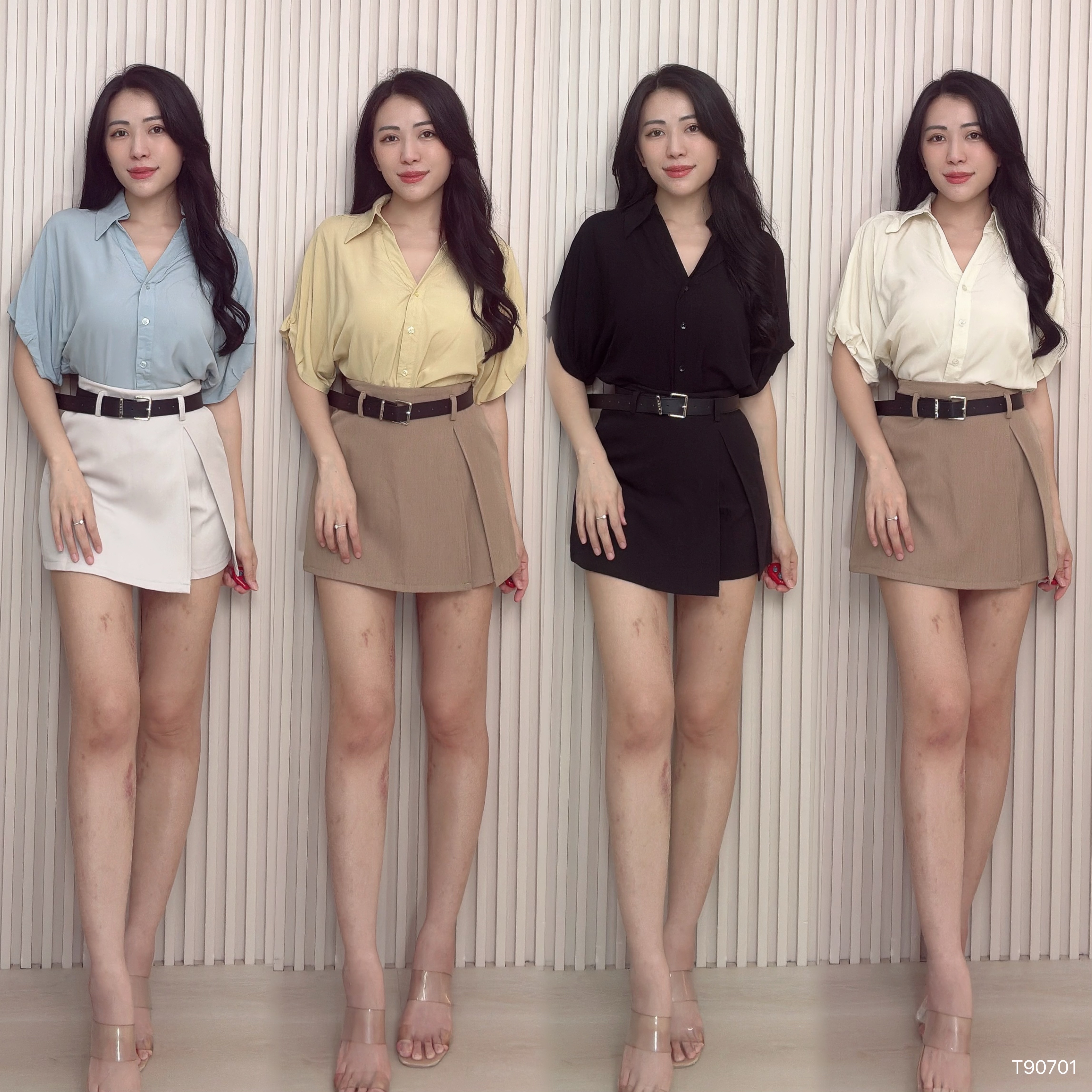 气质OL风翻领设计宽松上衣 (T90701)