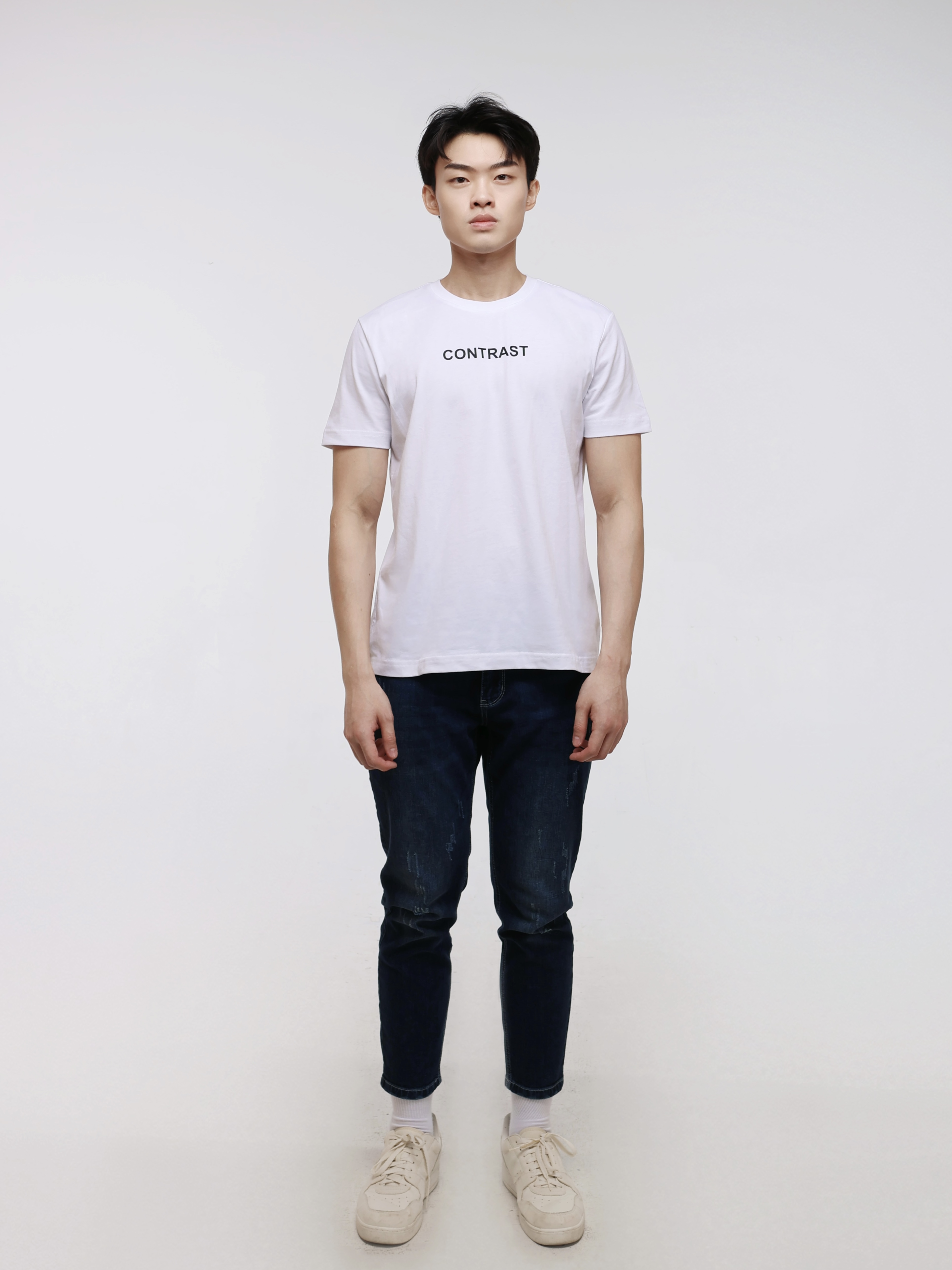 Men's Knitted Casual Wear with "CONTRAST" Slogan (YS30117)
