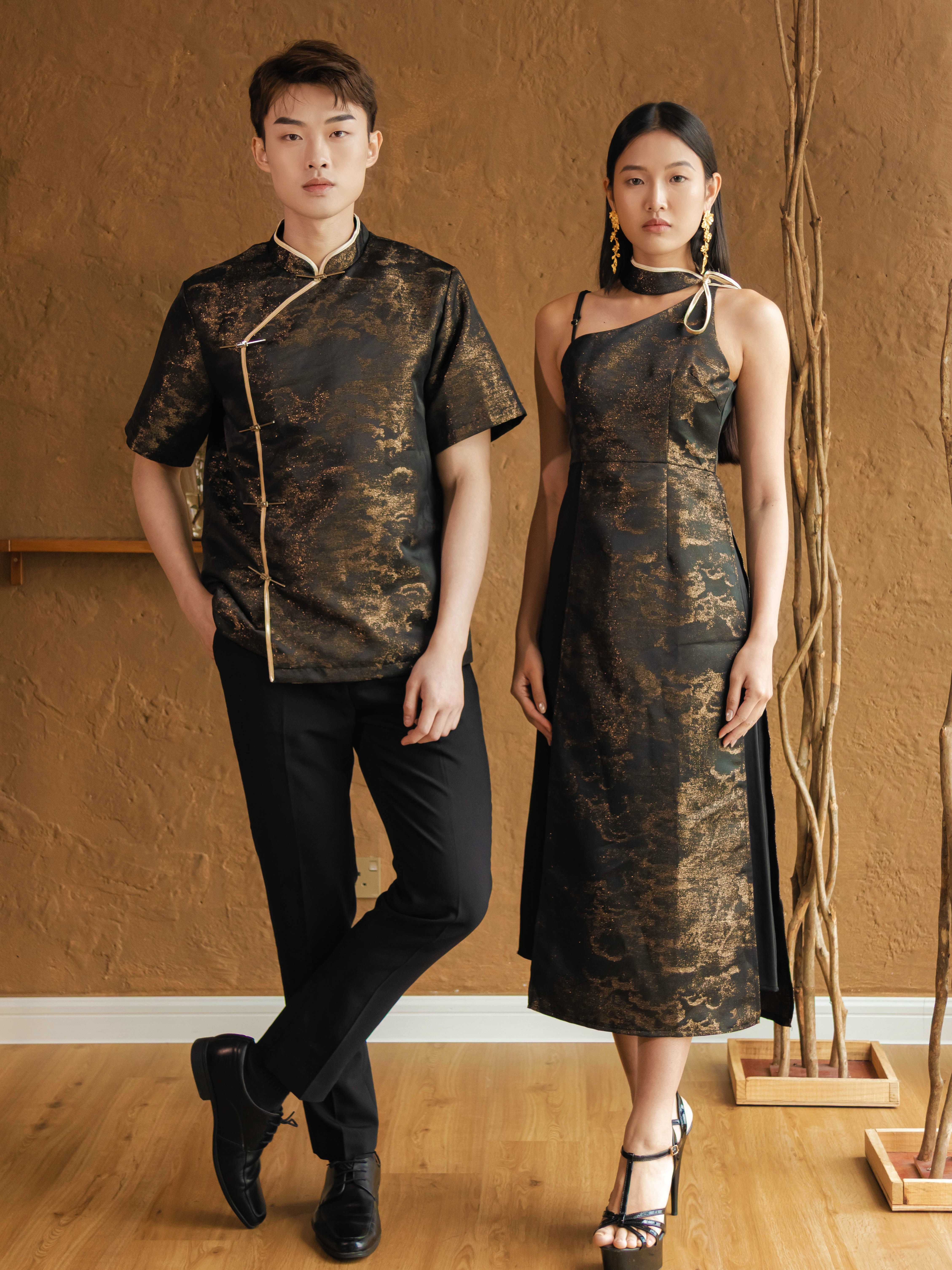 【金墨流芳】LBP 独家新年系列 改良版金属盘扣设计星空唐装上衣 (T90616)