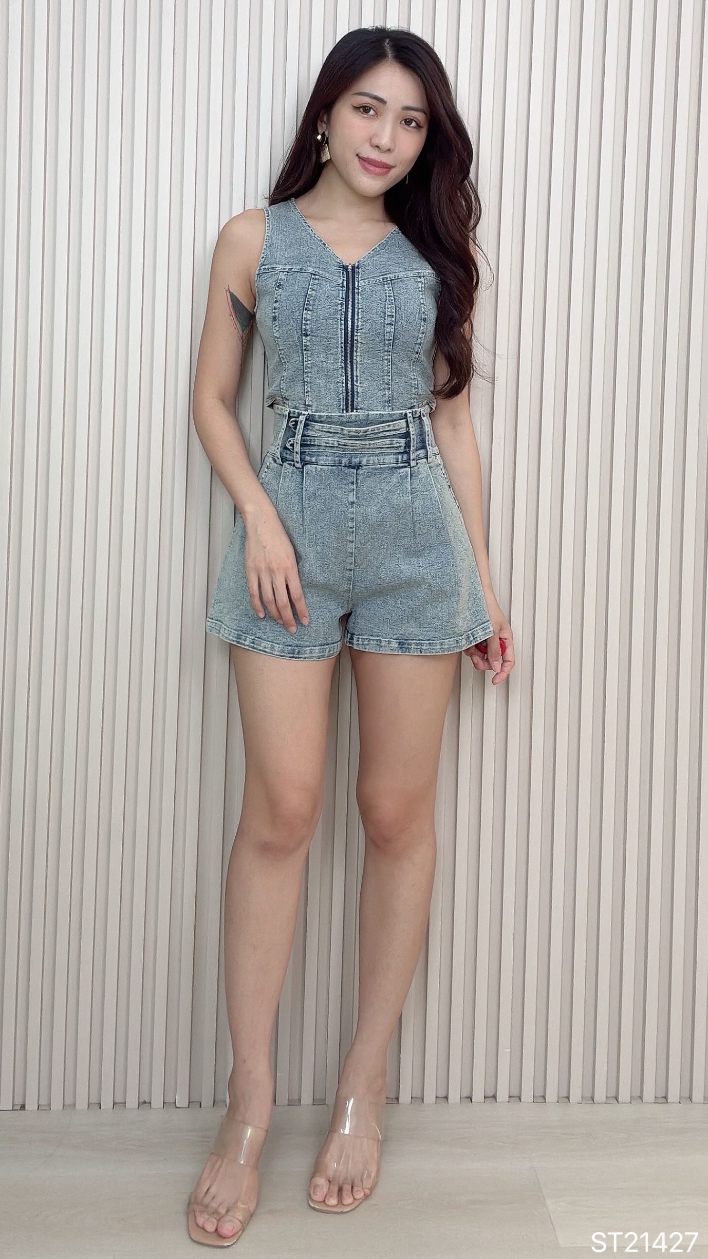 时尚雪花牛仔两件套 (ST21427)