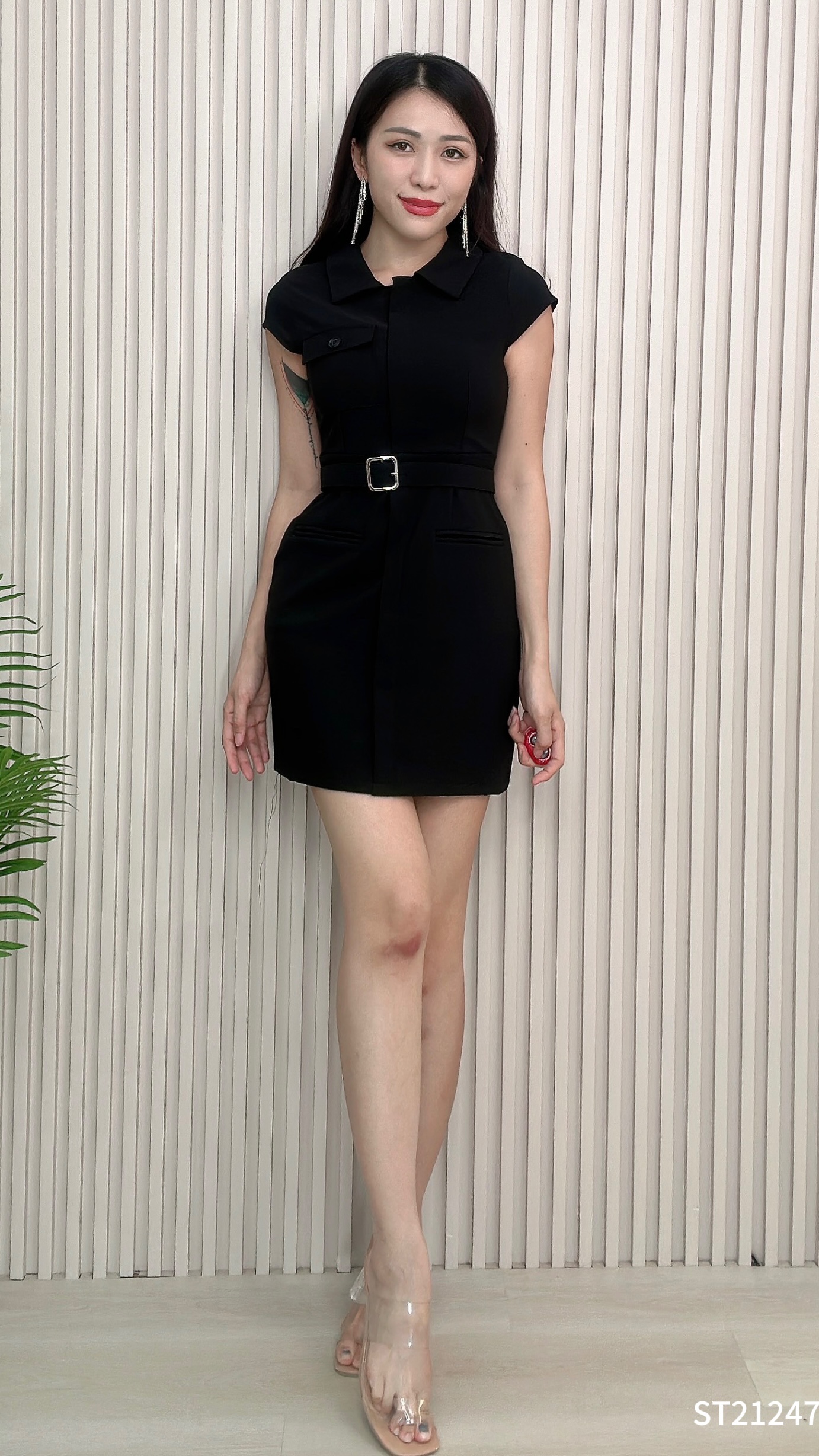 气质通勤收腰半袖连身裙 (ST21247) - 特价-La'Belle Fashion Boutique Sdn Bhd