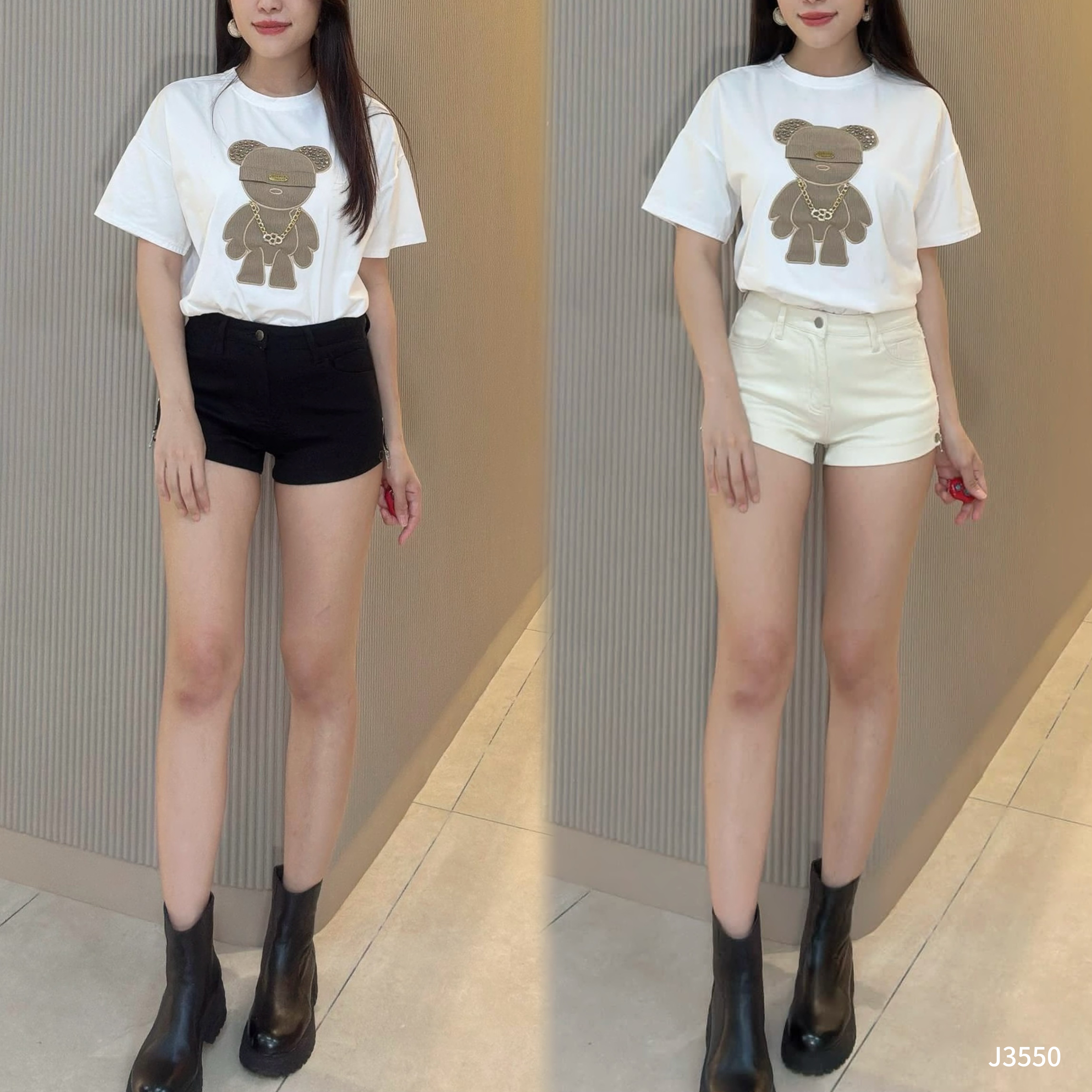 酷帅拉链开叉设计阔腿高腰短裤 (J3550)-La'Belle Fashion Boutique Sdn Bhd