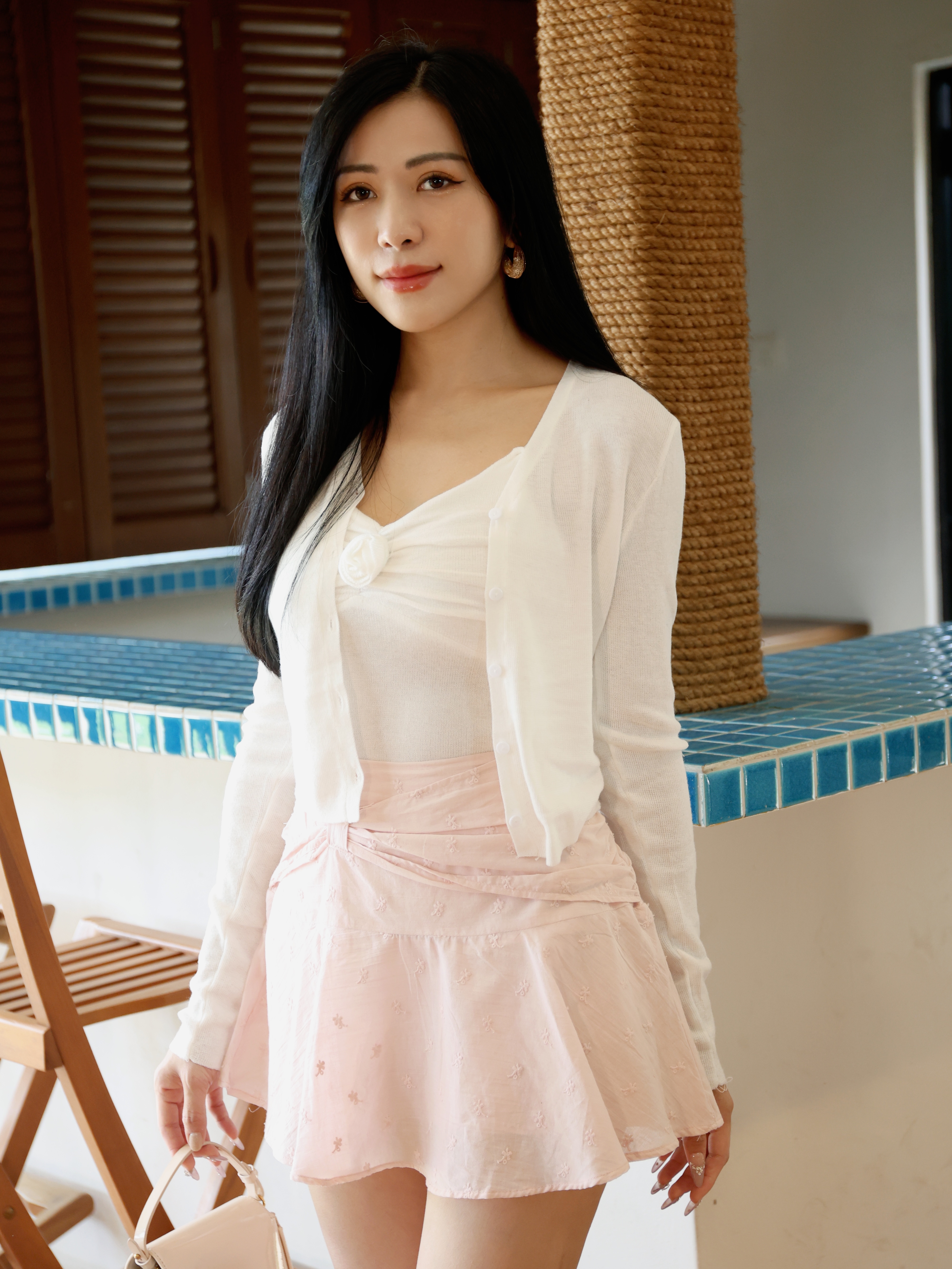 甜美蝴蝶结设计高腰裤裙 (ST21544)