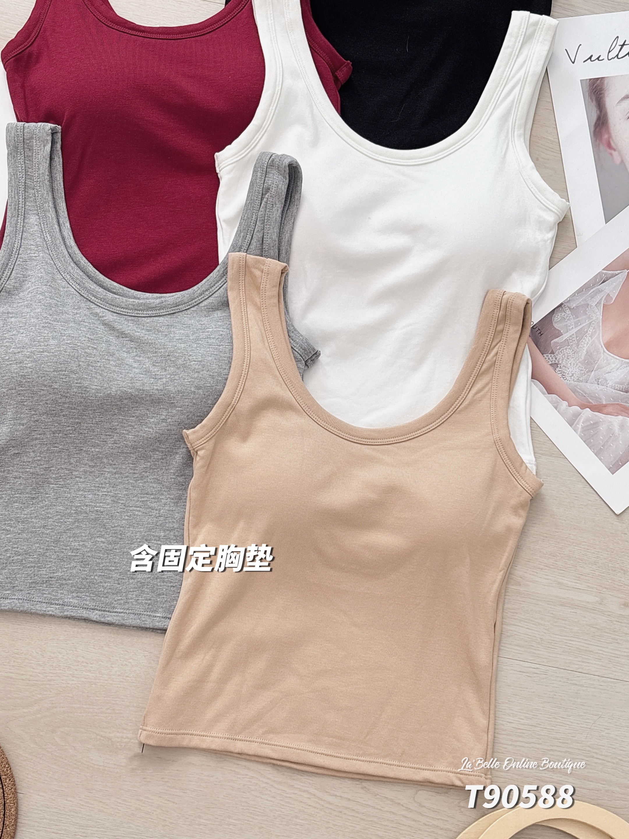 百搭纯色宽带上衣/内搭 (T90588)