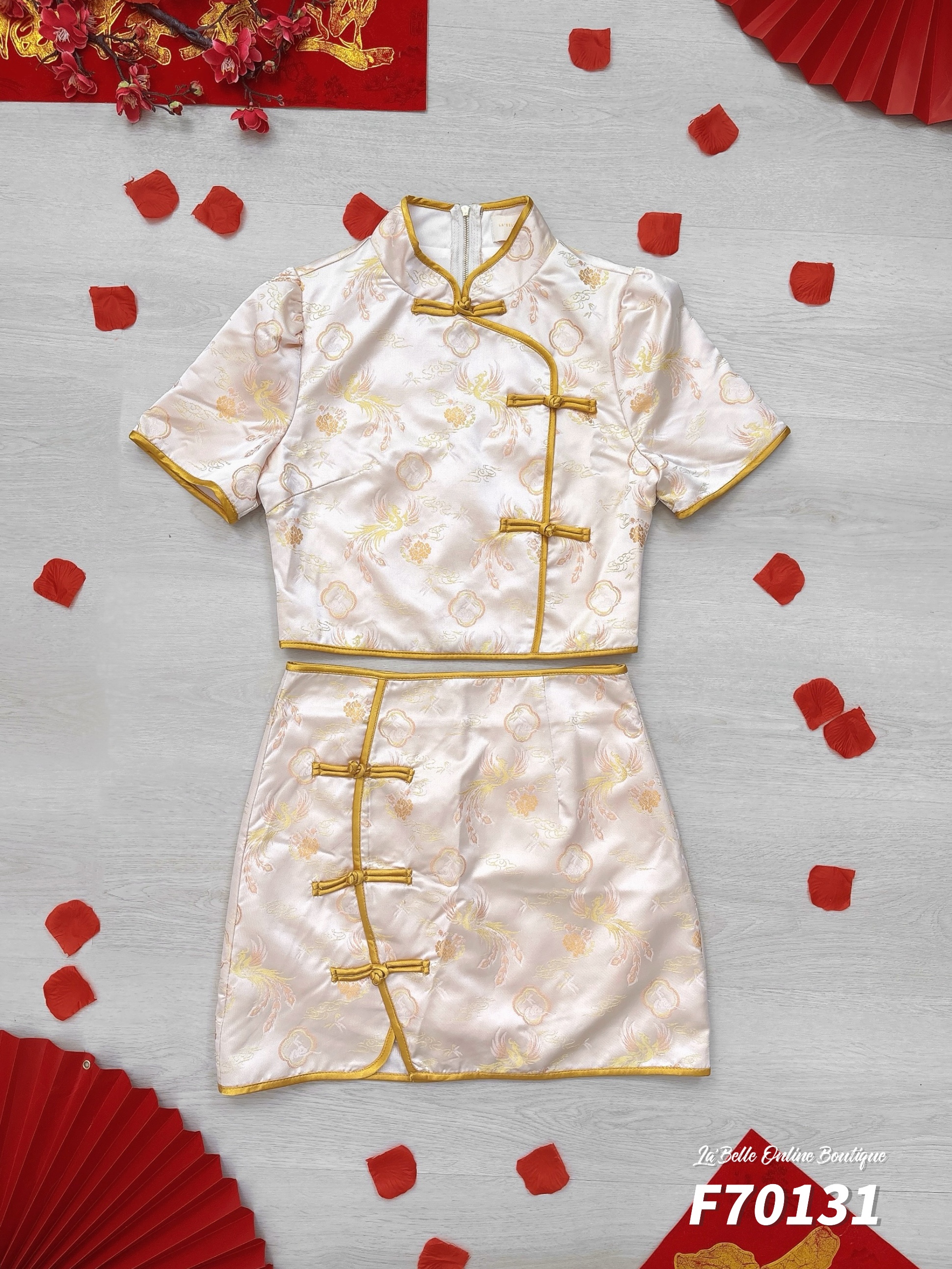 【LBP亲子系列-凤舞云霞】时尚改良版凤凰图旗袍两件套【妈妈款】 (F70131)-La'Belle Fashion Boutique Sdn Bhd