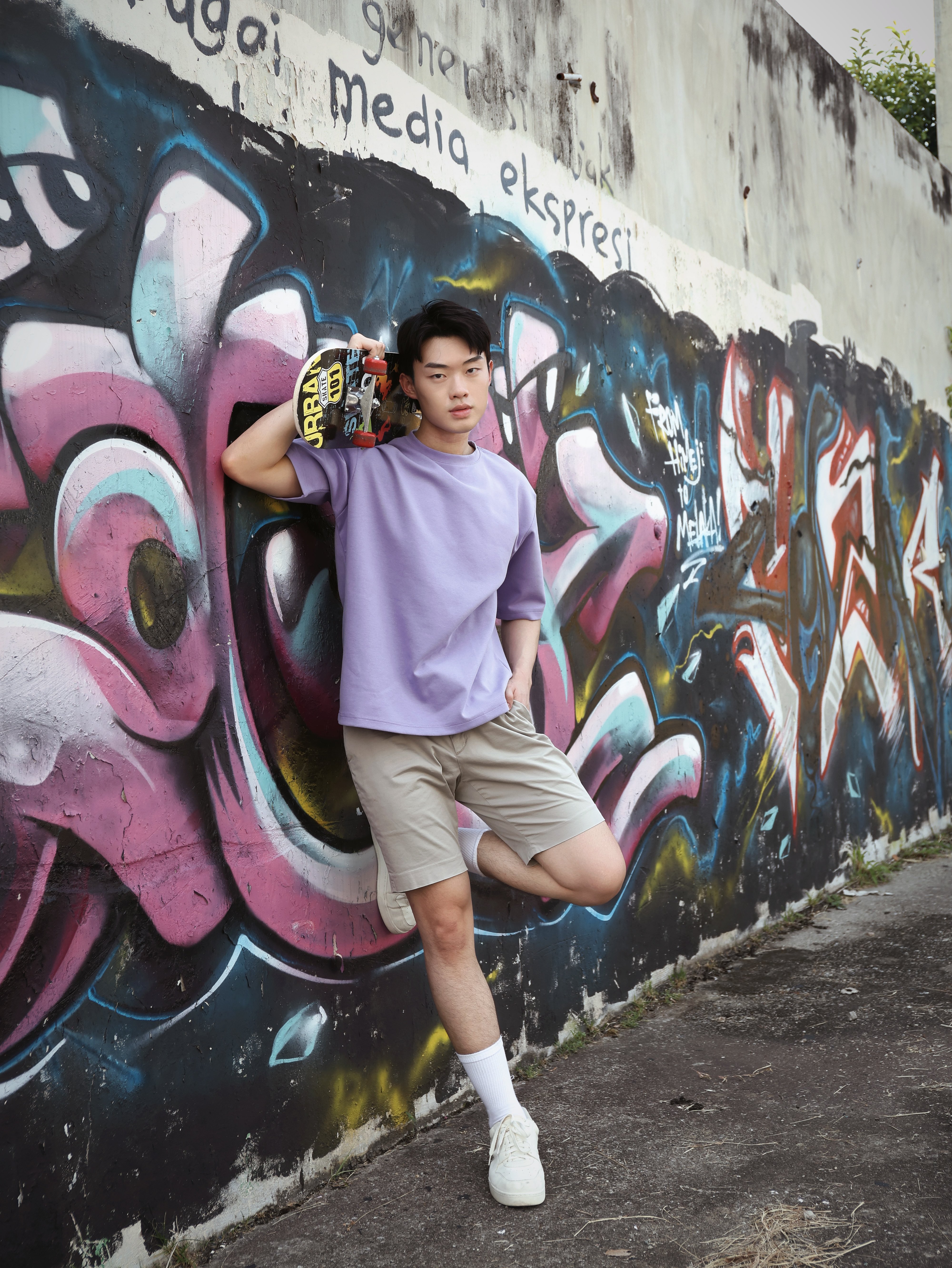 【STICKMEN】舒适圆领宽松OverSize上衣（SM100101 PURPLE）