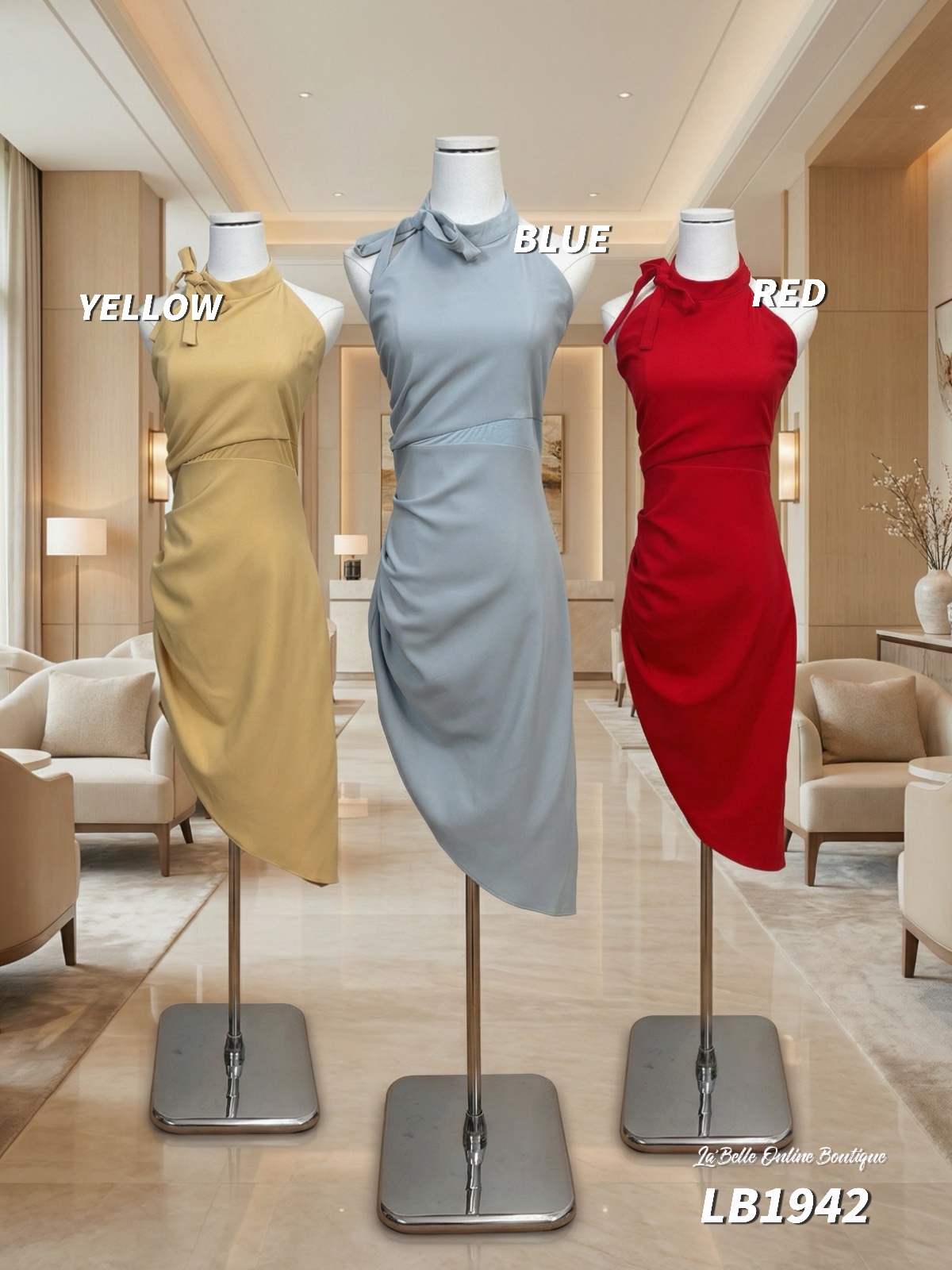 高级感压褶露腰不规则下摆连身裙 (LB1942) 