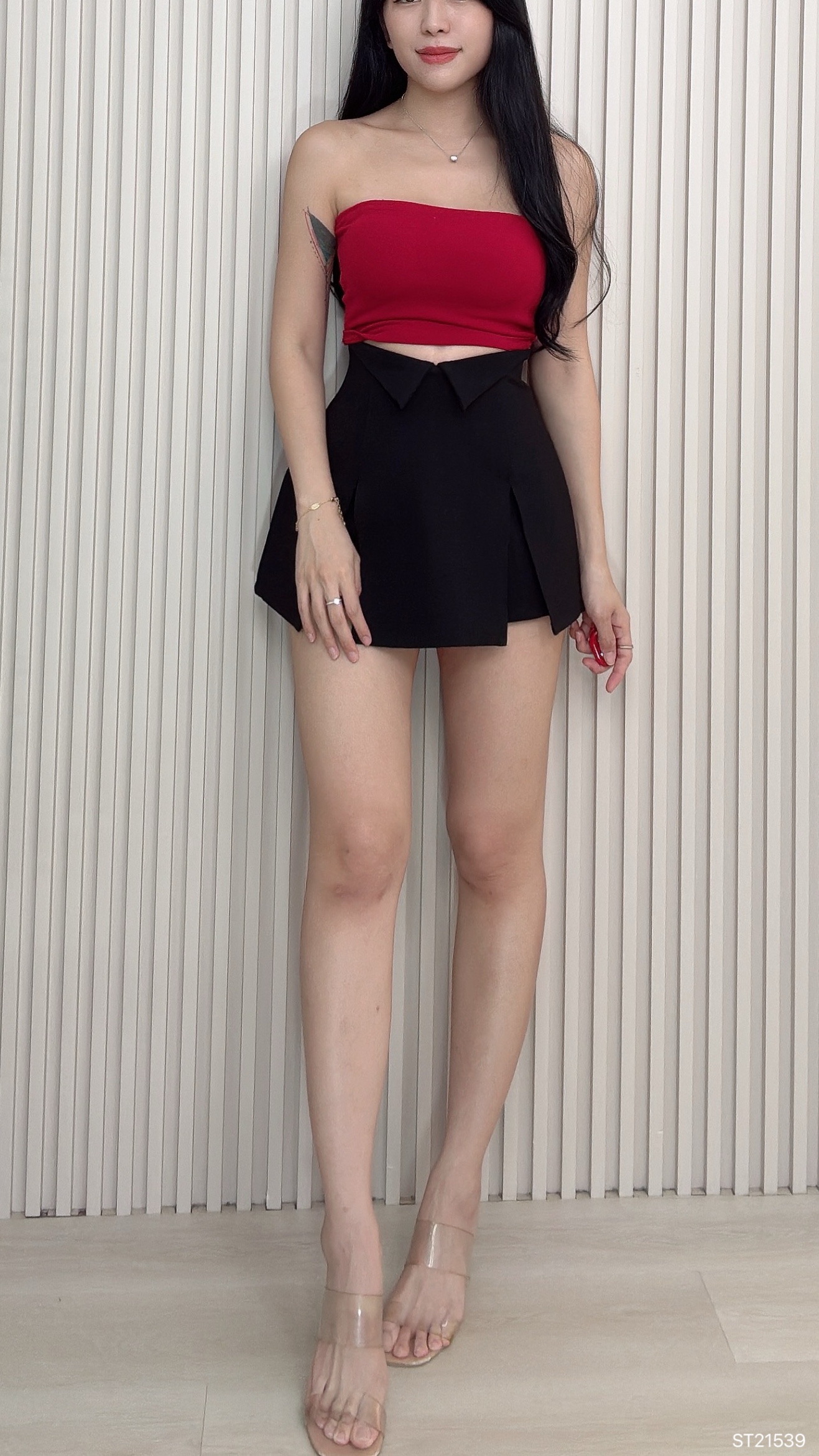 时尚不规则开叉设计高腰裤裙 (ST21539)