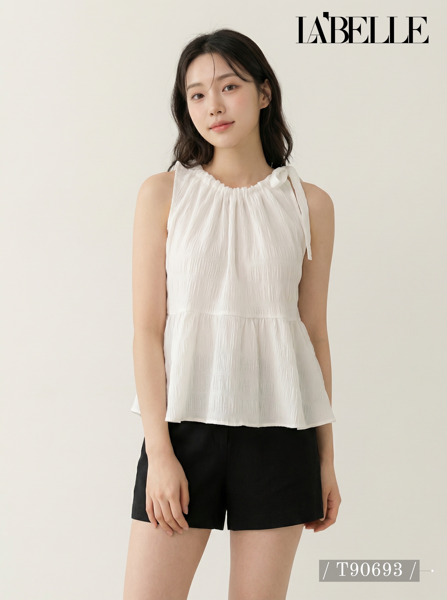 日系甜美自绑宽松设计无袖上衣 (T90693)