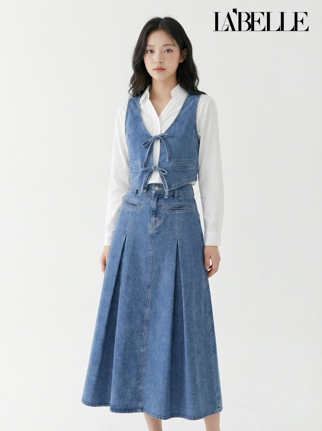 复古酷风牛仔两件套 (ST21603)