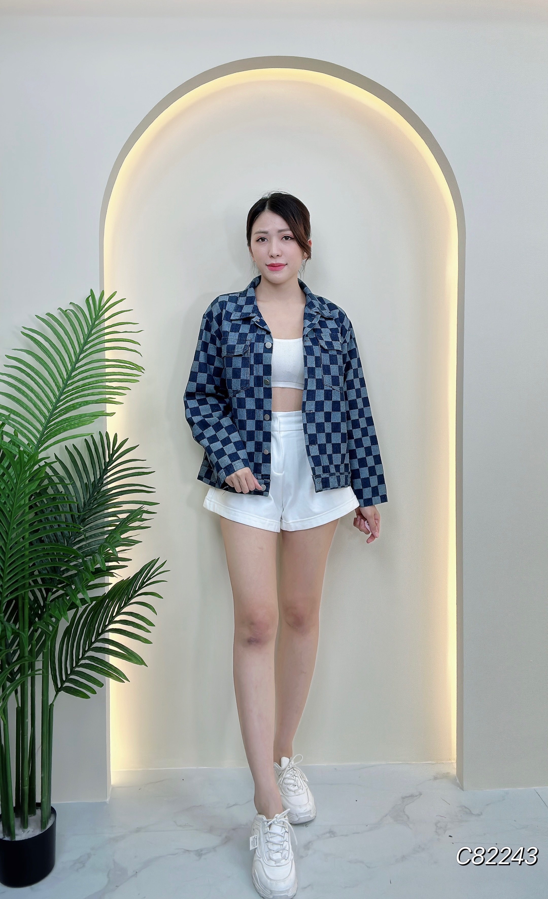 【LBP独家】高质量棋盘格牛仔外套 (C82243) - 特价