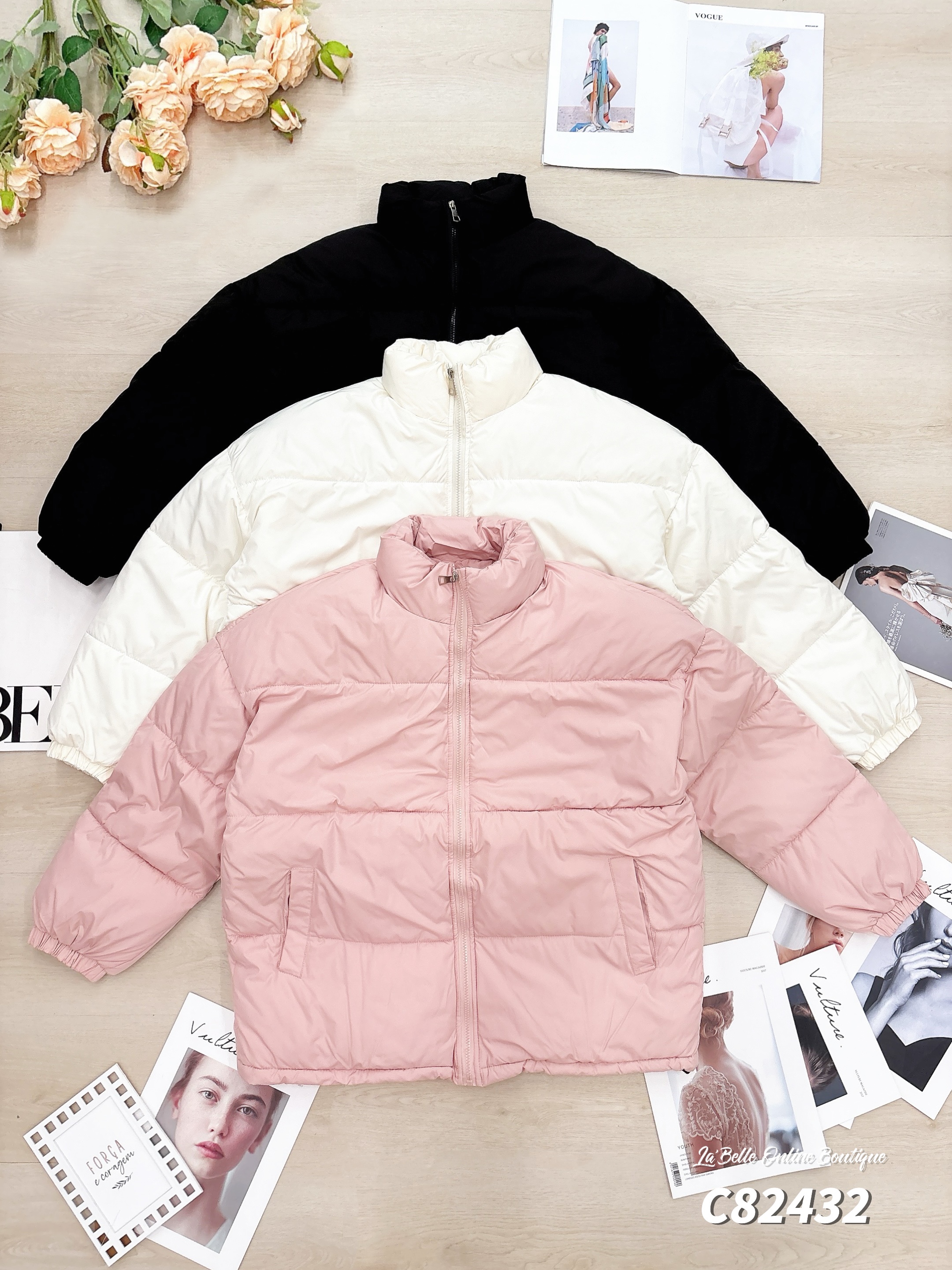 韩系宽松抽绳设计羽绒服 (C82432)-La'Belle Fashion Boutique Sdn Bhd