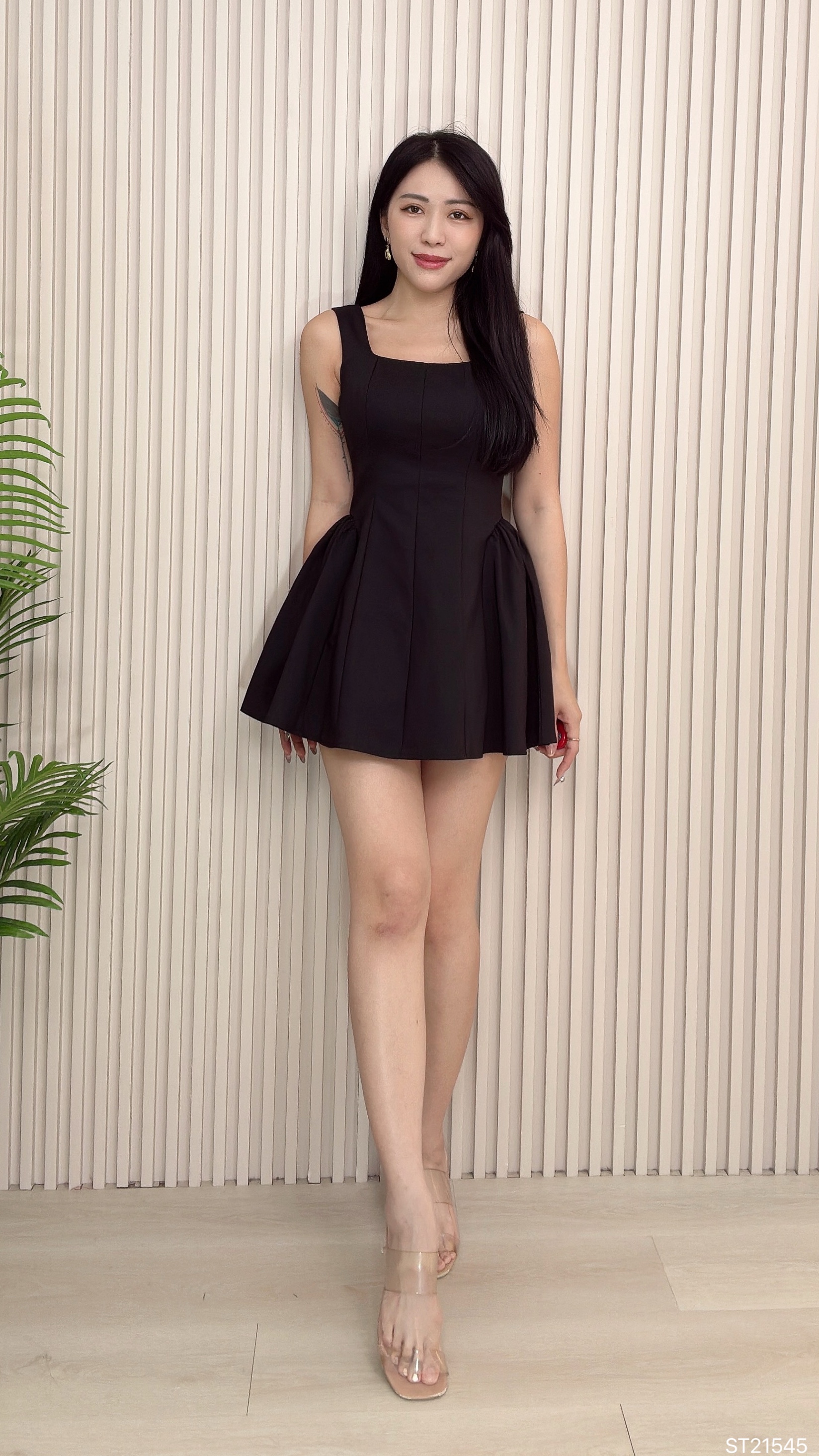 气质收腰A字蓬蓬设计宽带连身裙 (ST21545)