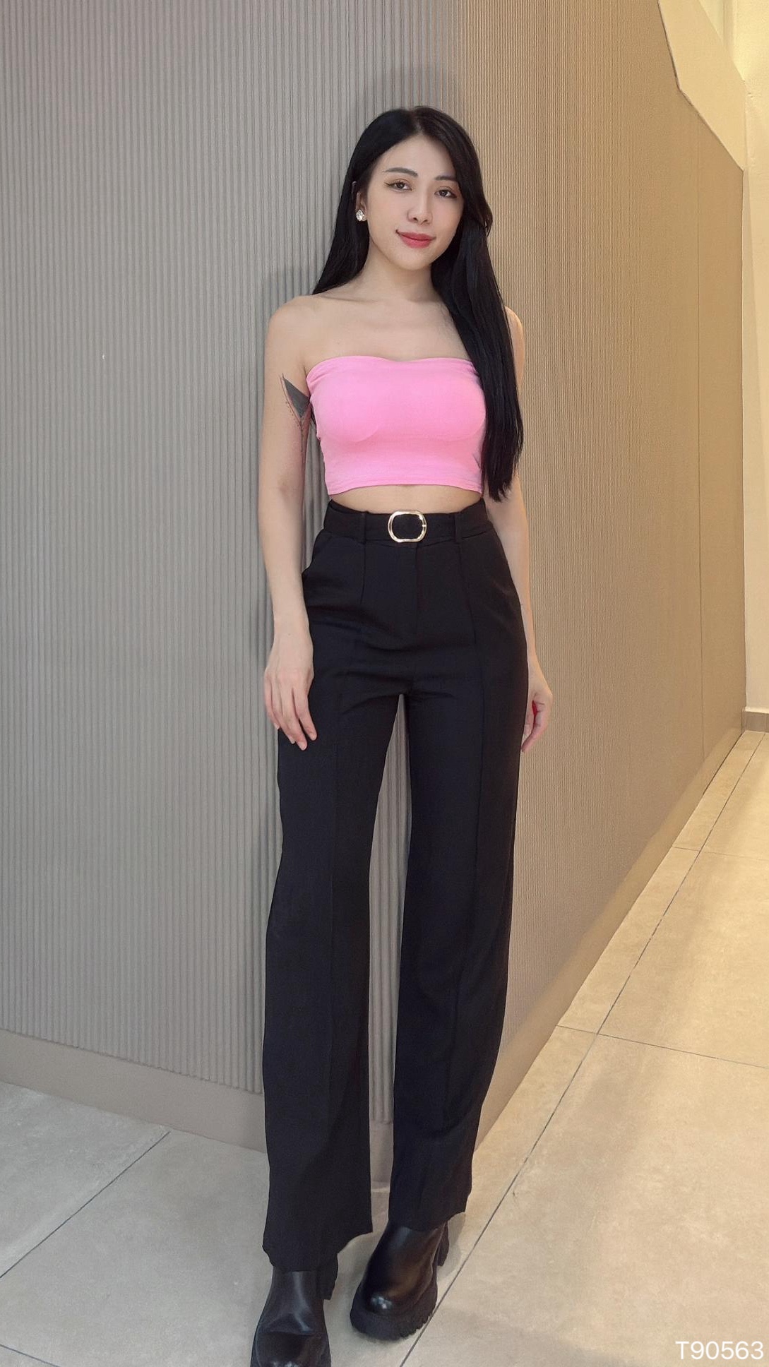 百搭辣妹纯色抹胸上衣/内搭 (T90563)