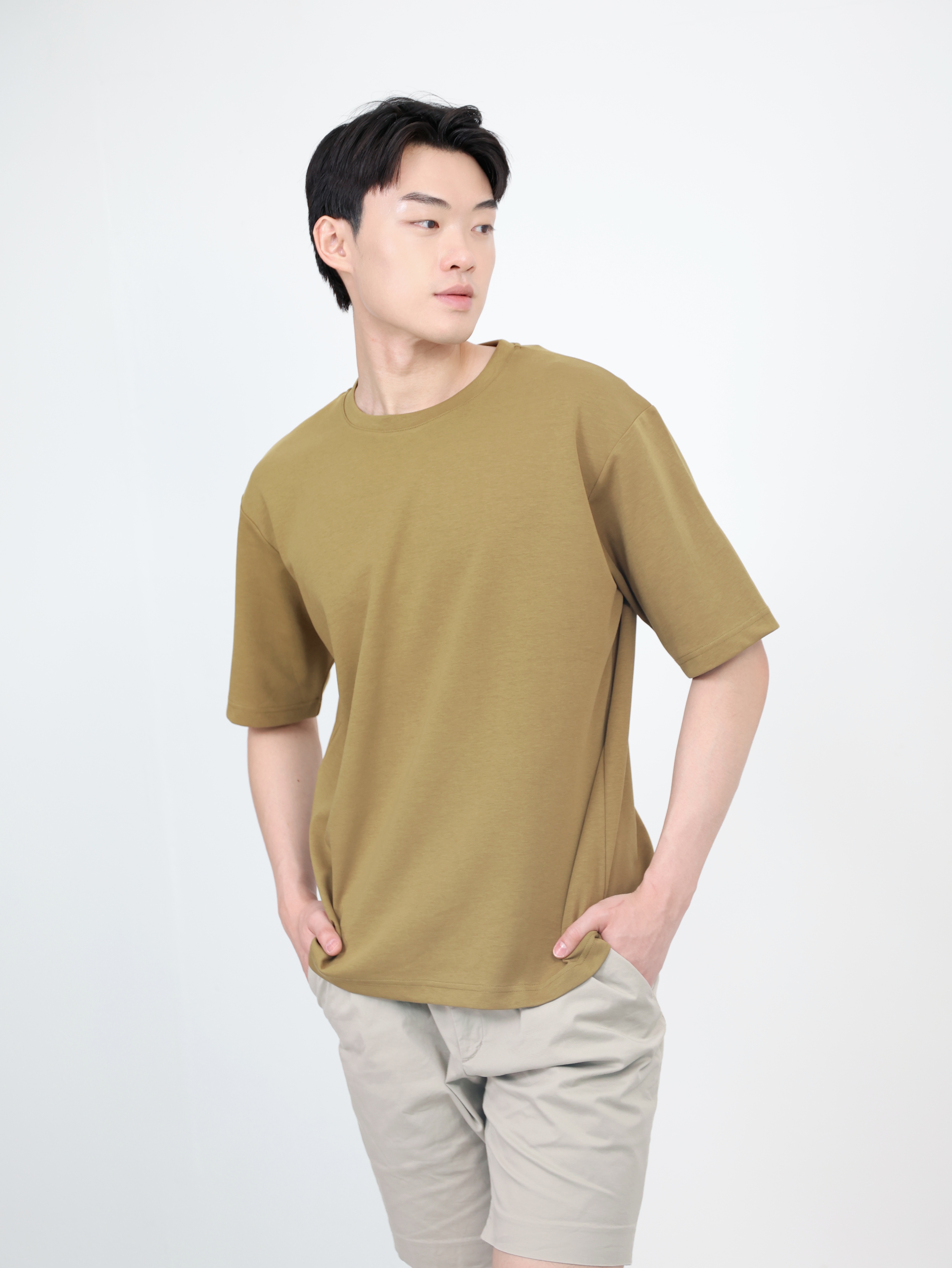 【STICKMEN】舒适圆领宽松OverSize上衣（SM100101 OLIVE）