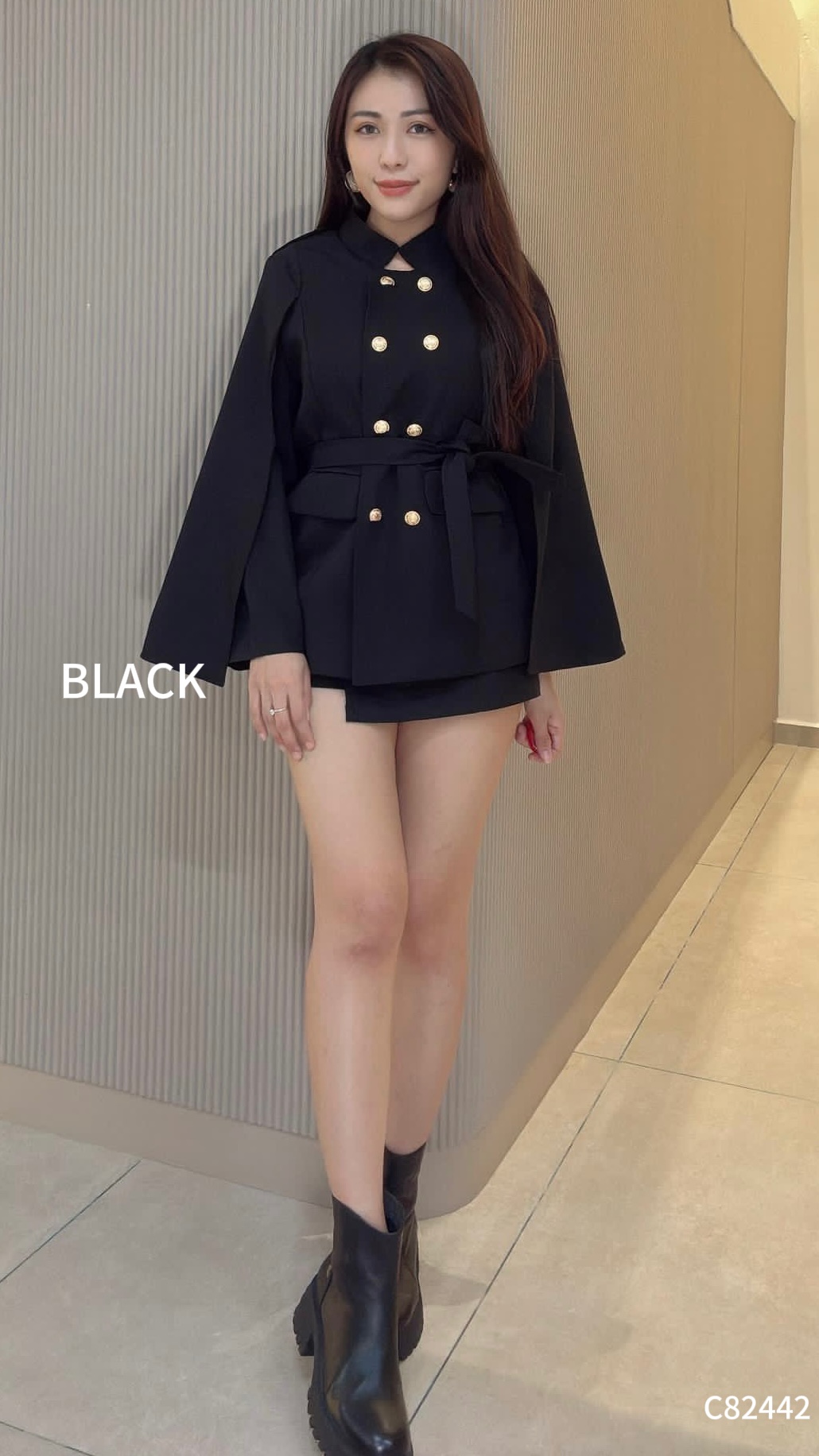 英伦风宽松披肩斗篷外套 (C82442)