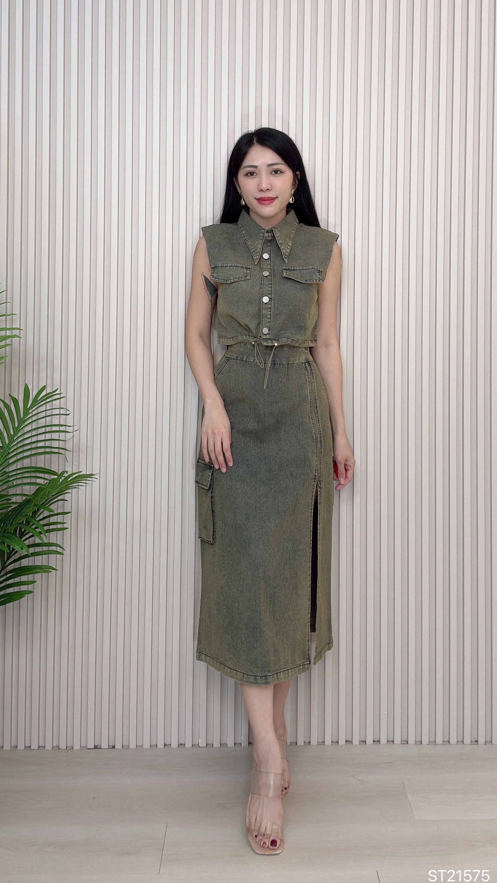 英伦风街头牛仔两件套 (ST21575)