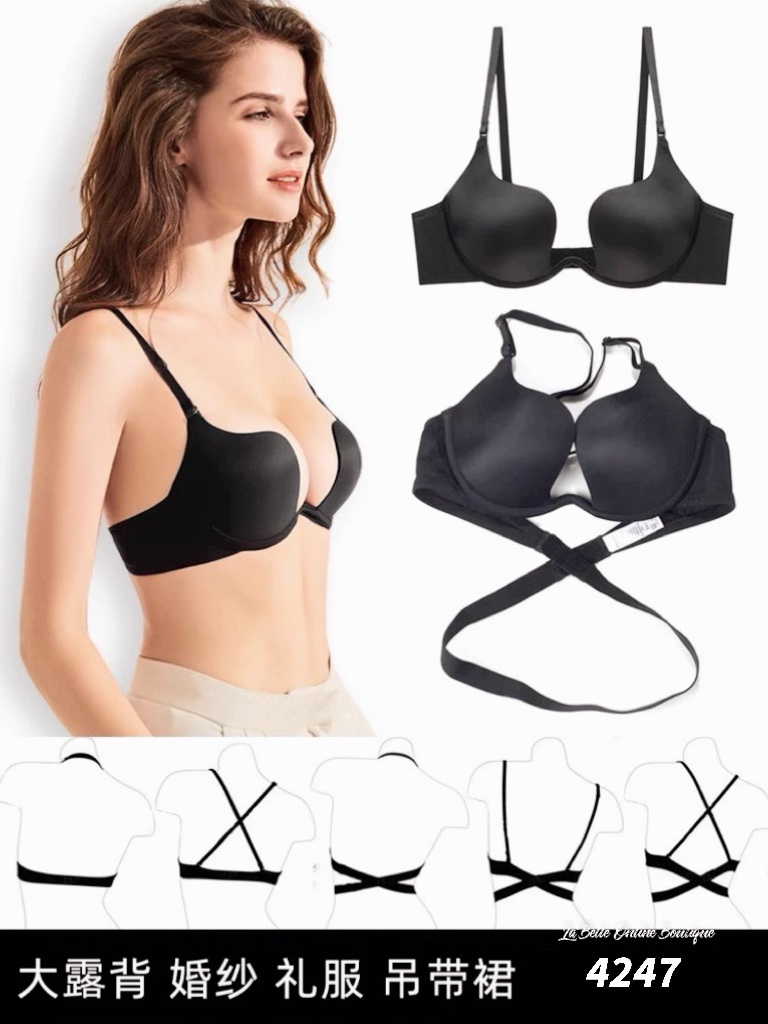 欧美性感钢圈薄款聚拢美背内衣❤（附送延长带）4247