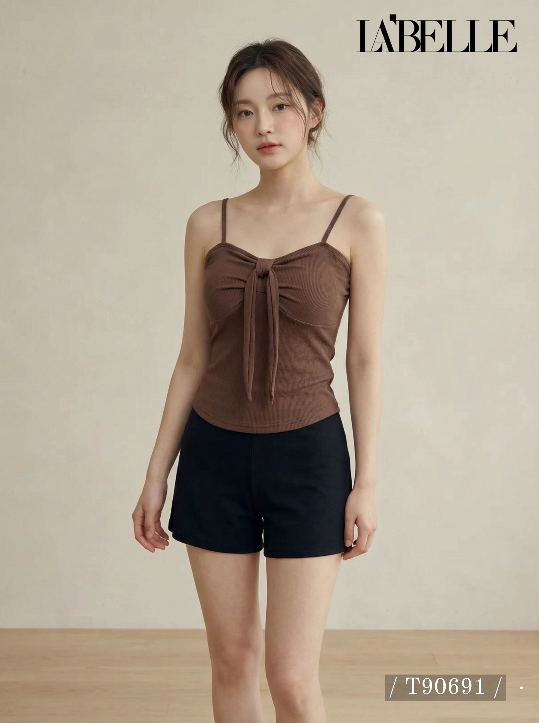 韩系蝴蝶结系带设计吊带上衣 (T90691)