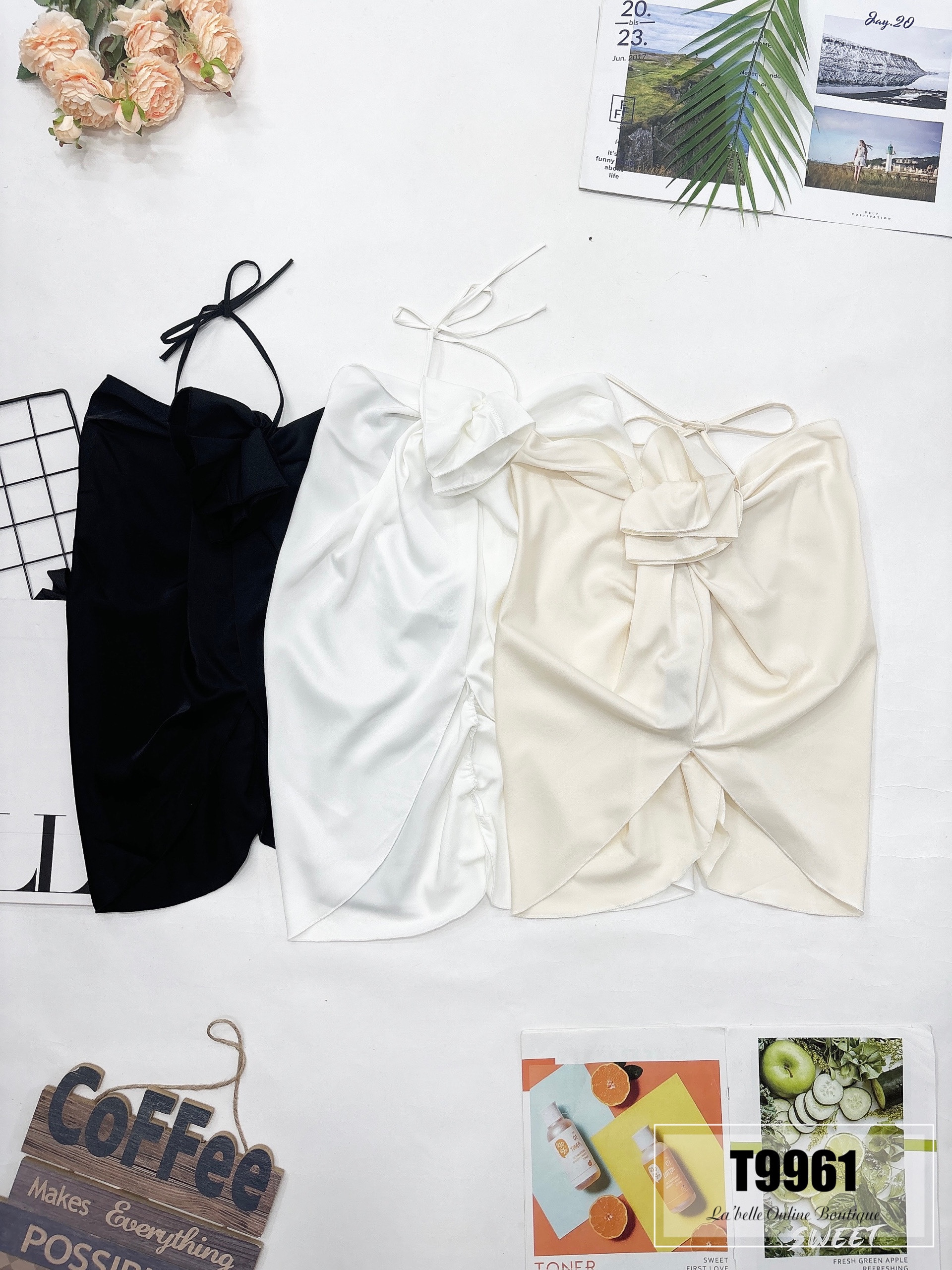 法式挂脖抹胸上衣 (T9961)