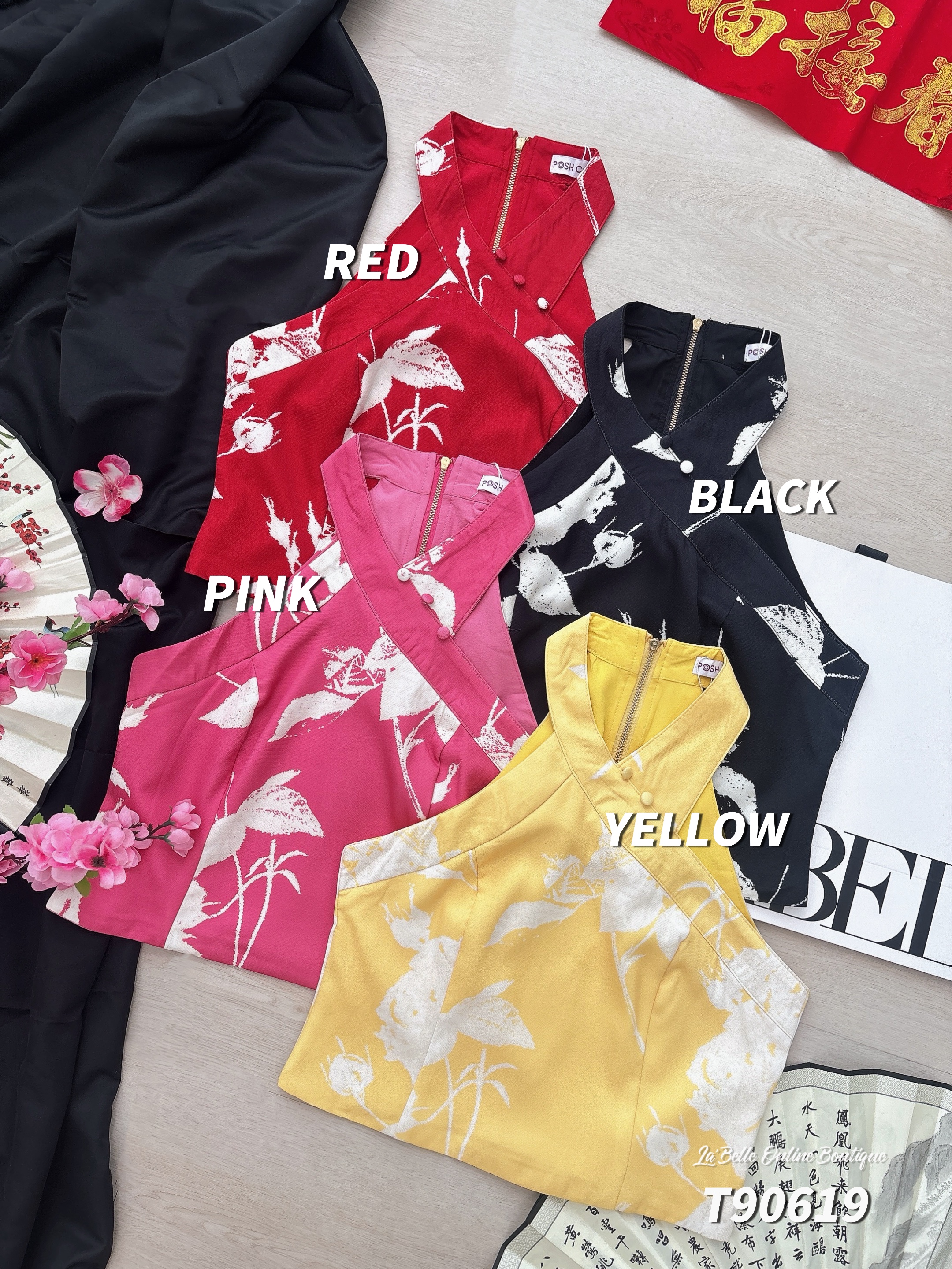 改良版cut-in挂脖撞色设计上衣  (T90619)