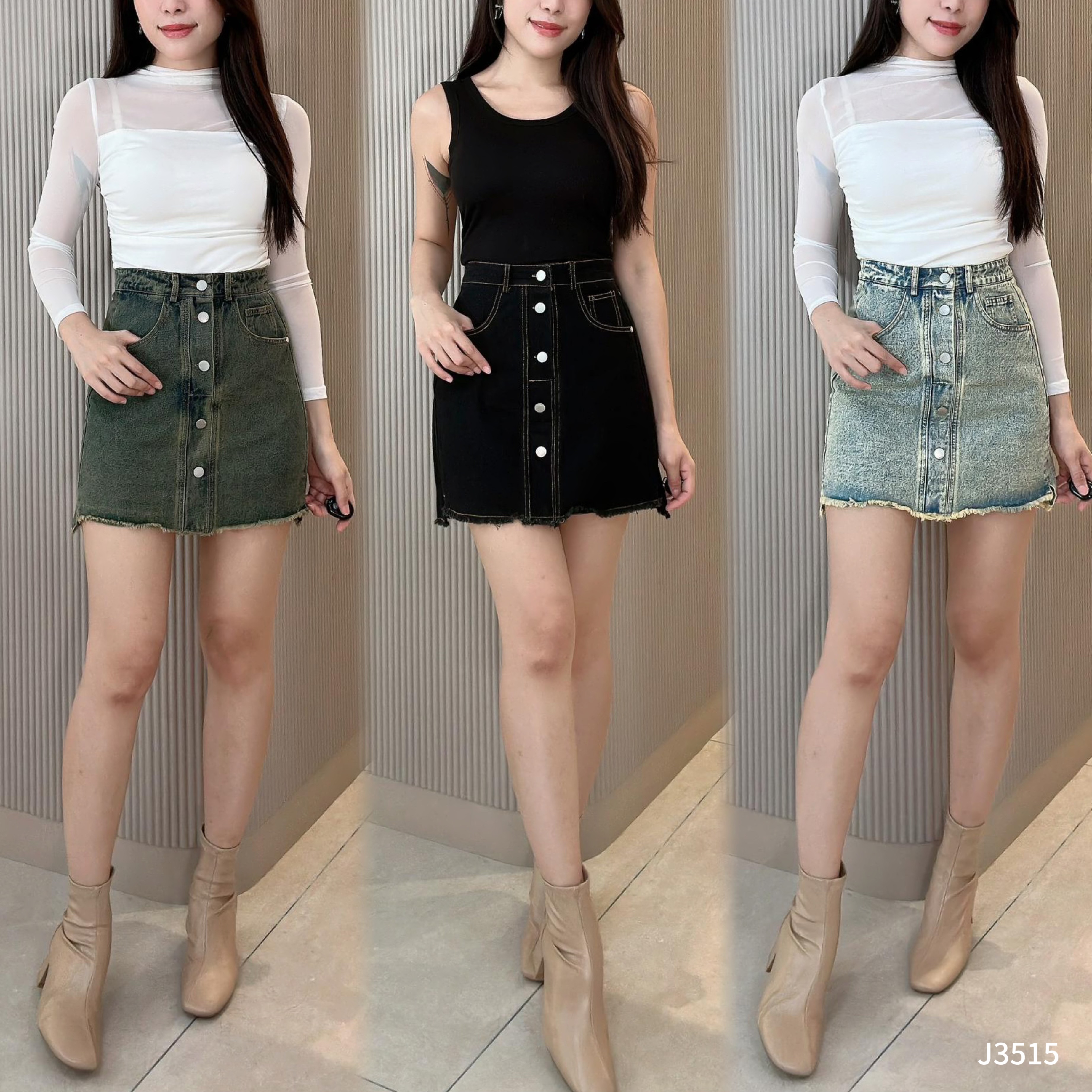 【LBP独家】时尚百搭单排扣设计高腰裤裙 (J3515) -特价-La'Belle Fashion Boutique Sdn Bhd
