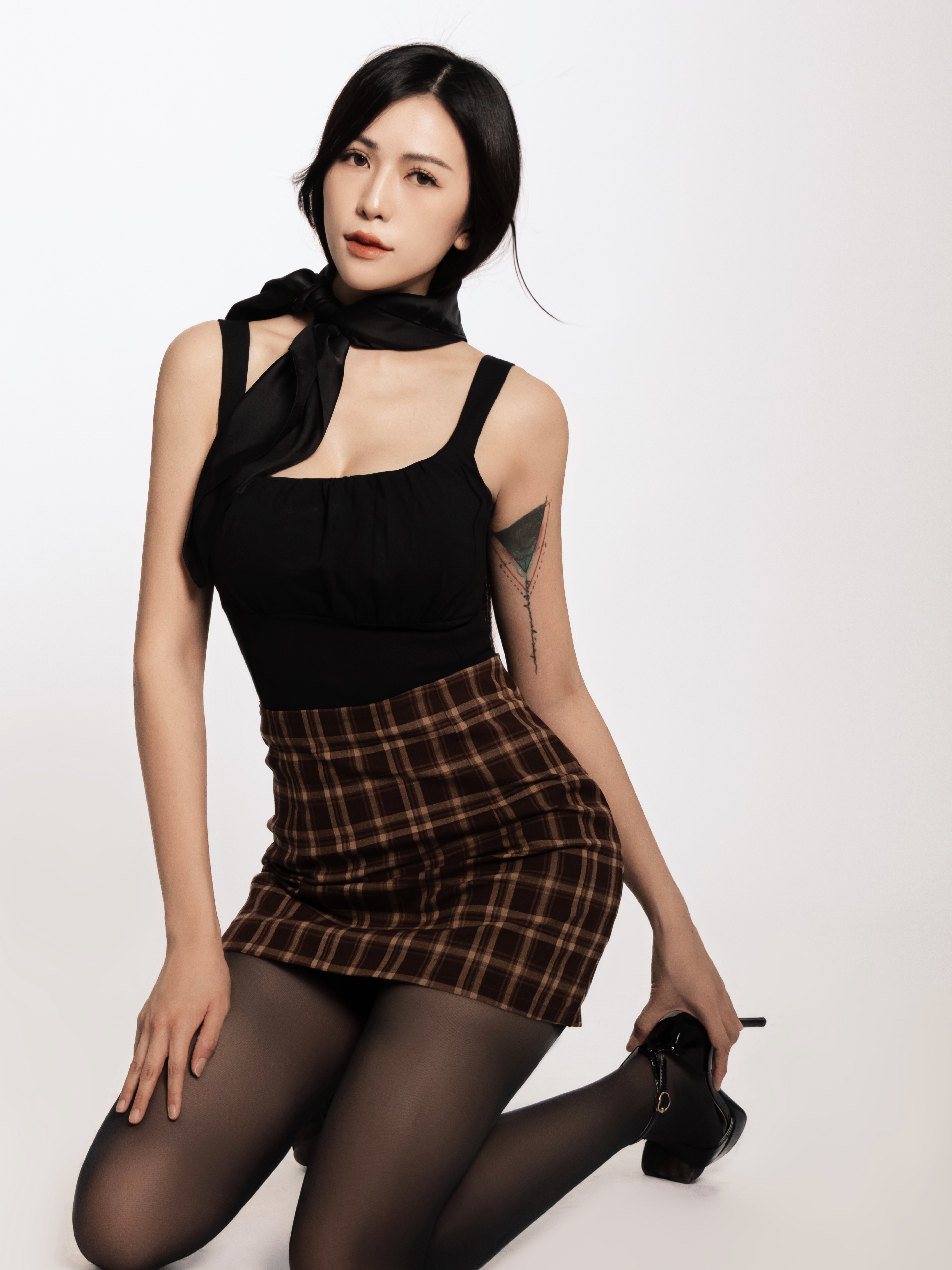 【LBP独家】复古格子设计A字高腰包臀裙 (ST21444)