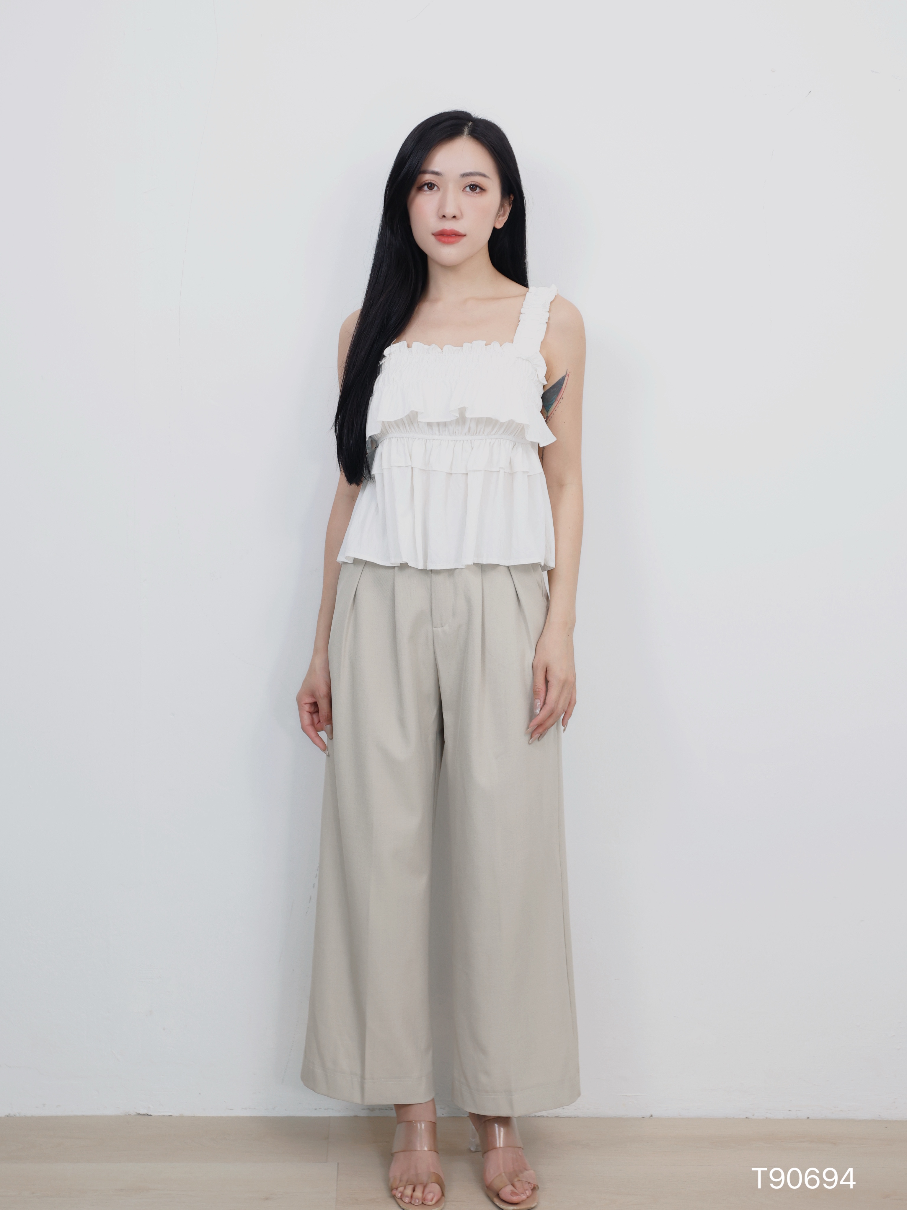 法式层次感荷叶边设计宽松上衣 (T90694)