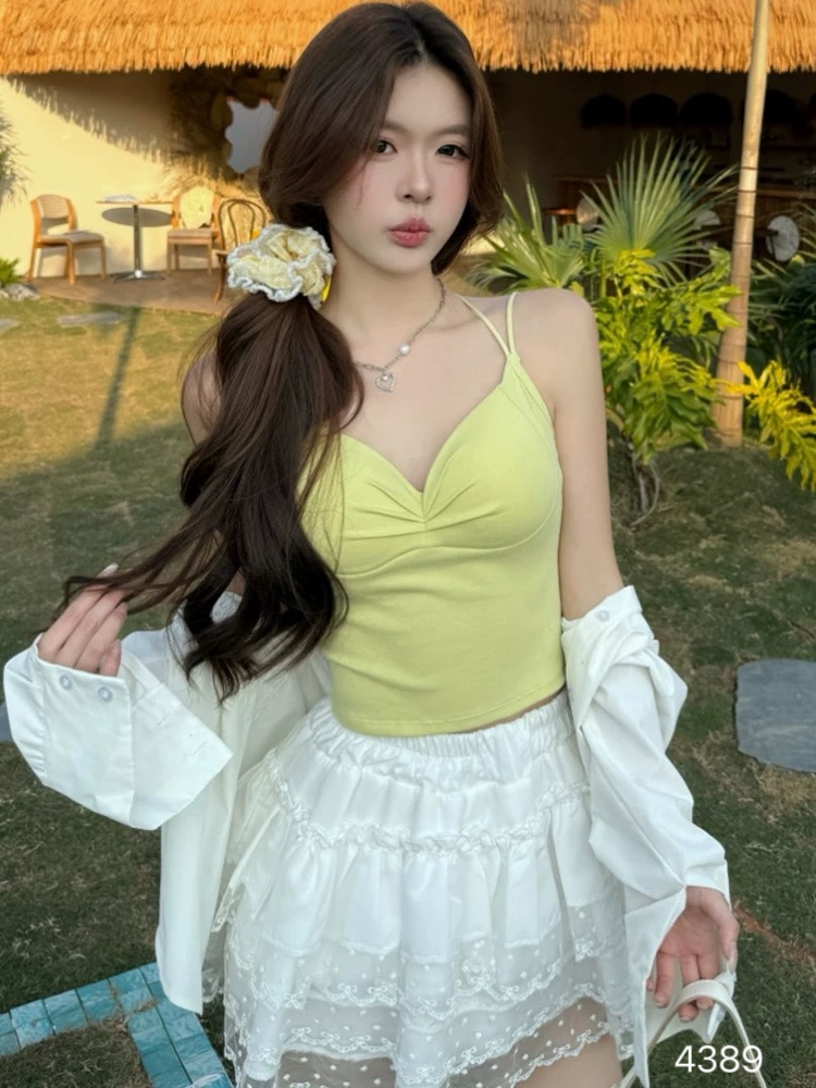 性感V领交叉美背设计细带内搭 (4389)