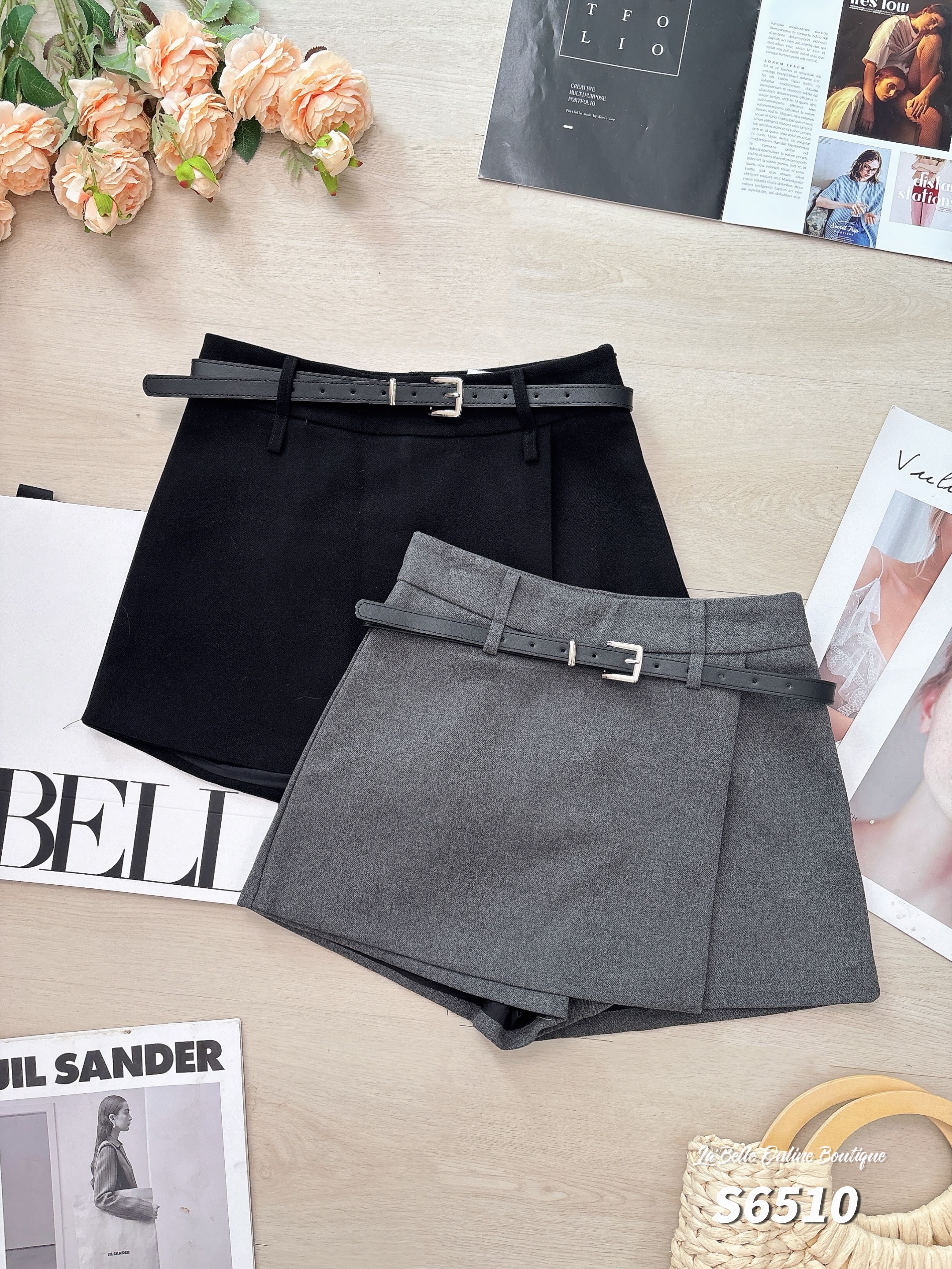 通勤风A字阔腿设计高腰裤裙 (S6510)