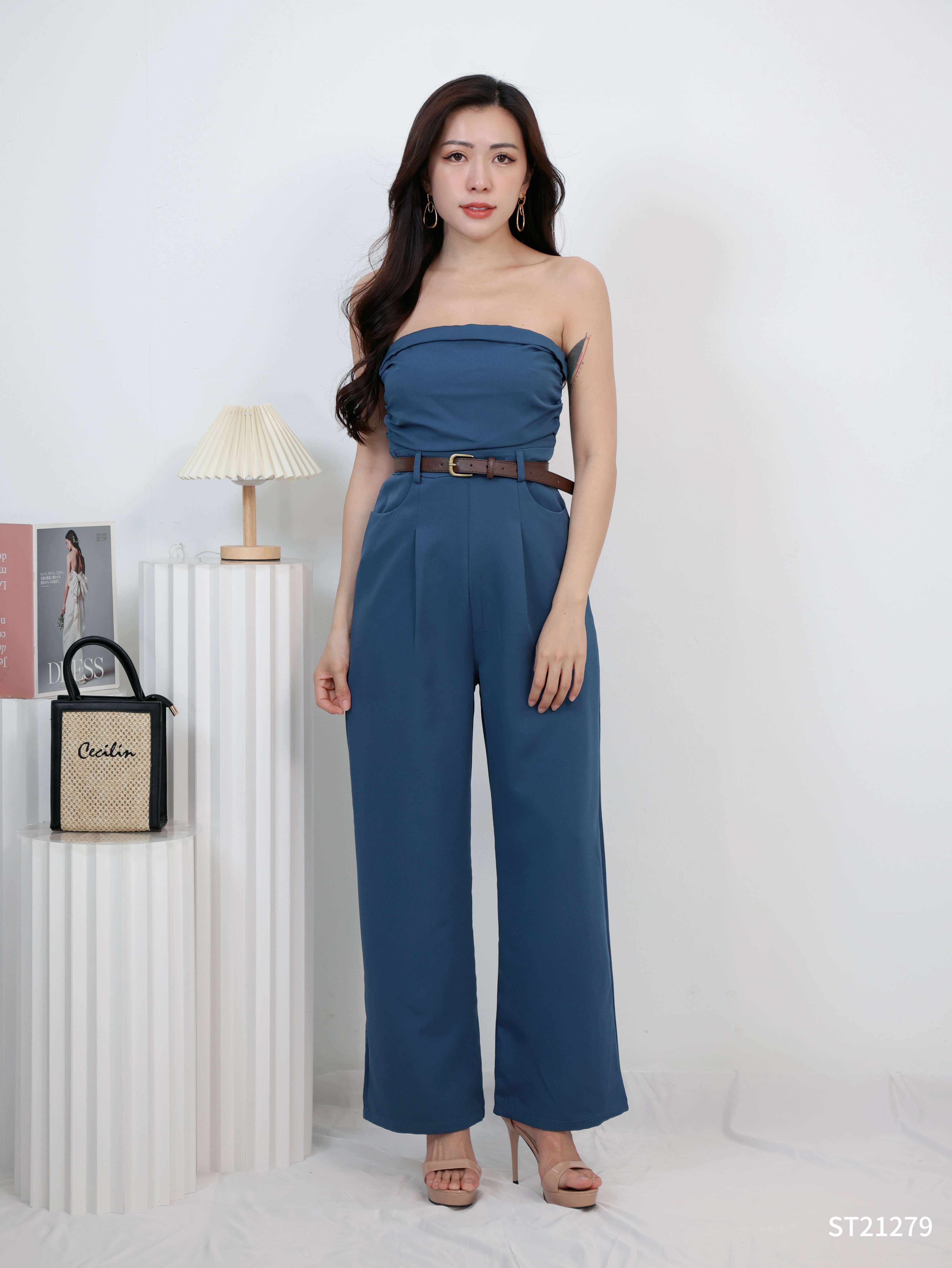 【LBP独家】设计感小众高腰抹胸连身长裤 (ST21279)