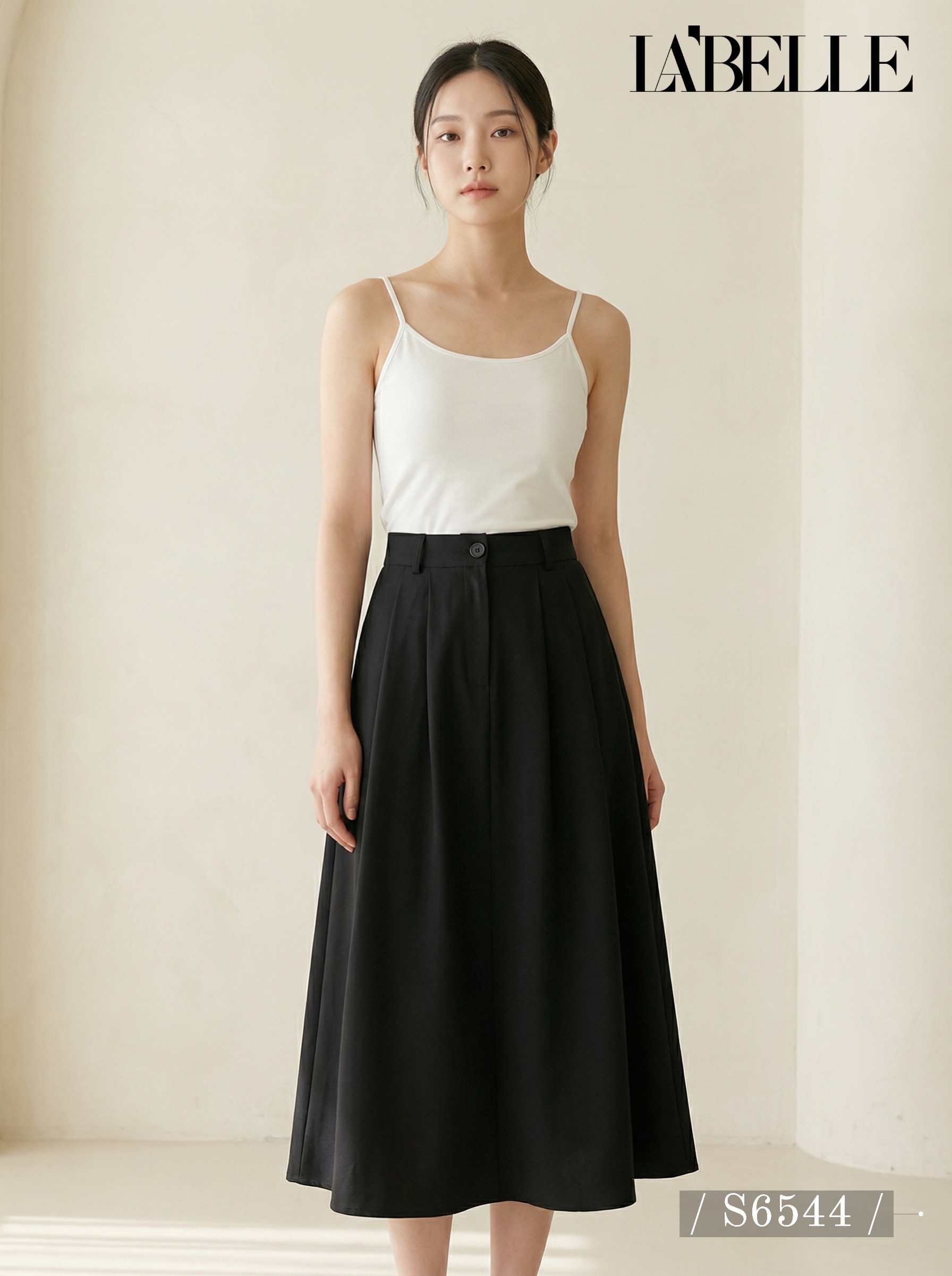 气质A字压褶设计高腰半身裙 (S6544)