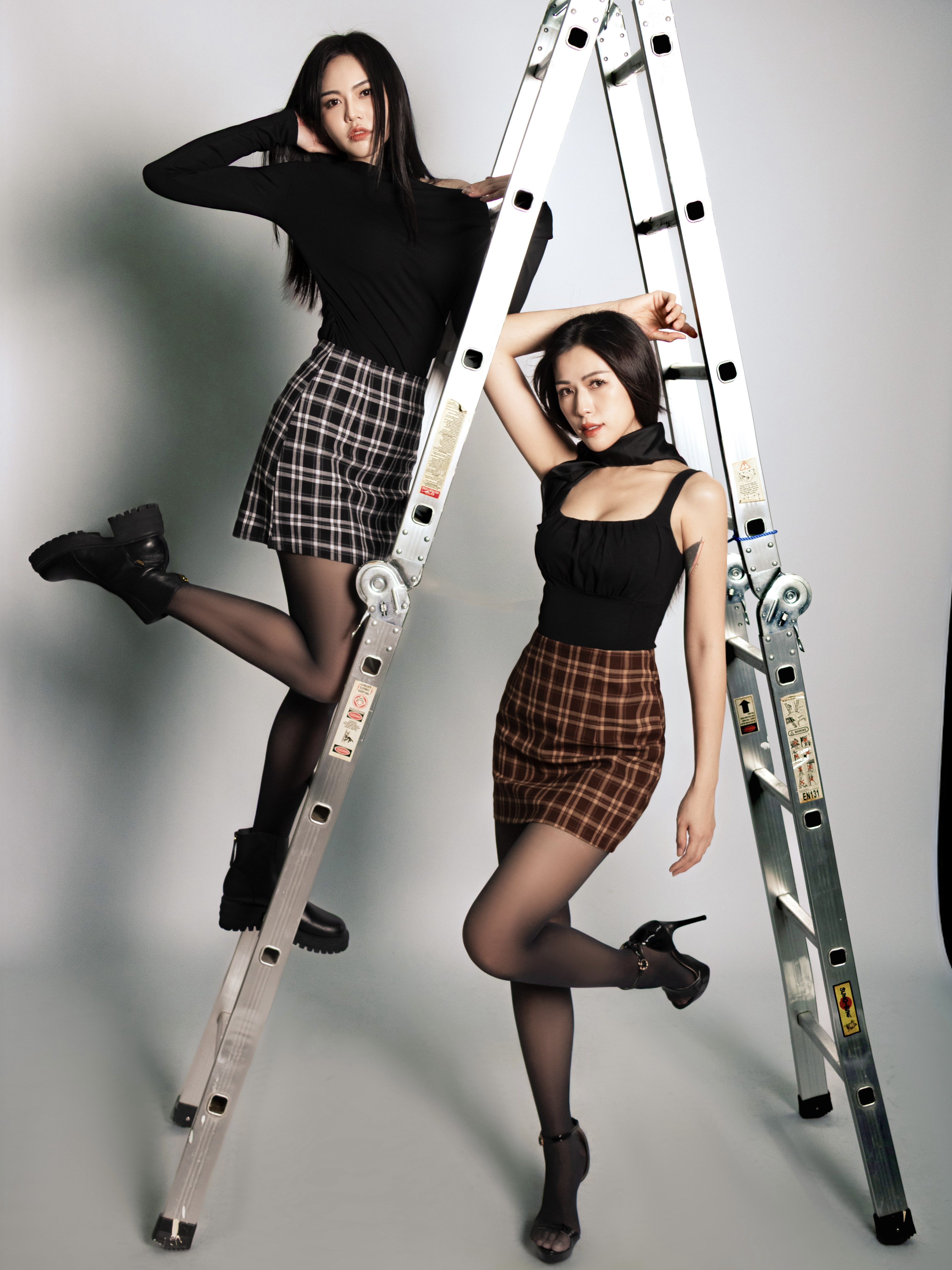 【LBP独家】复古格子设计A字高腰包臀裙 (ST21444)