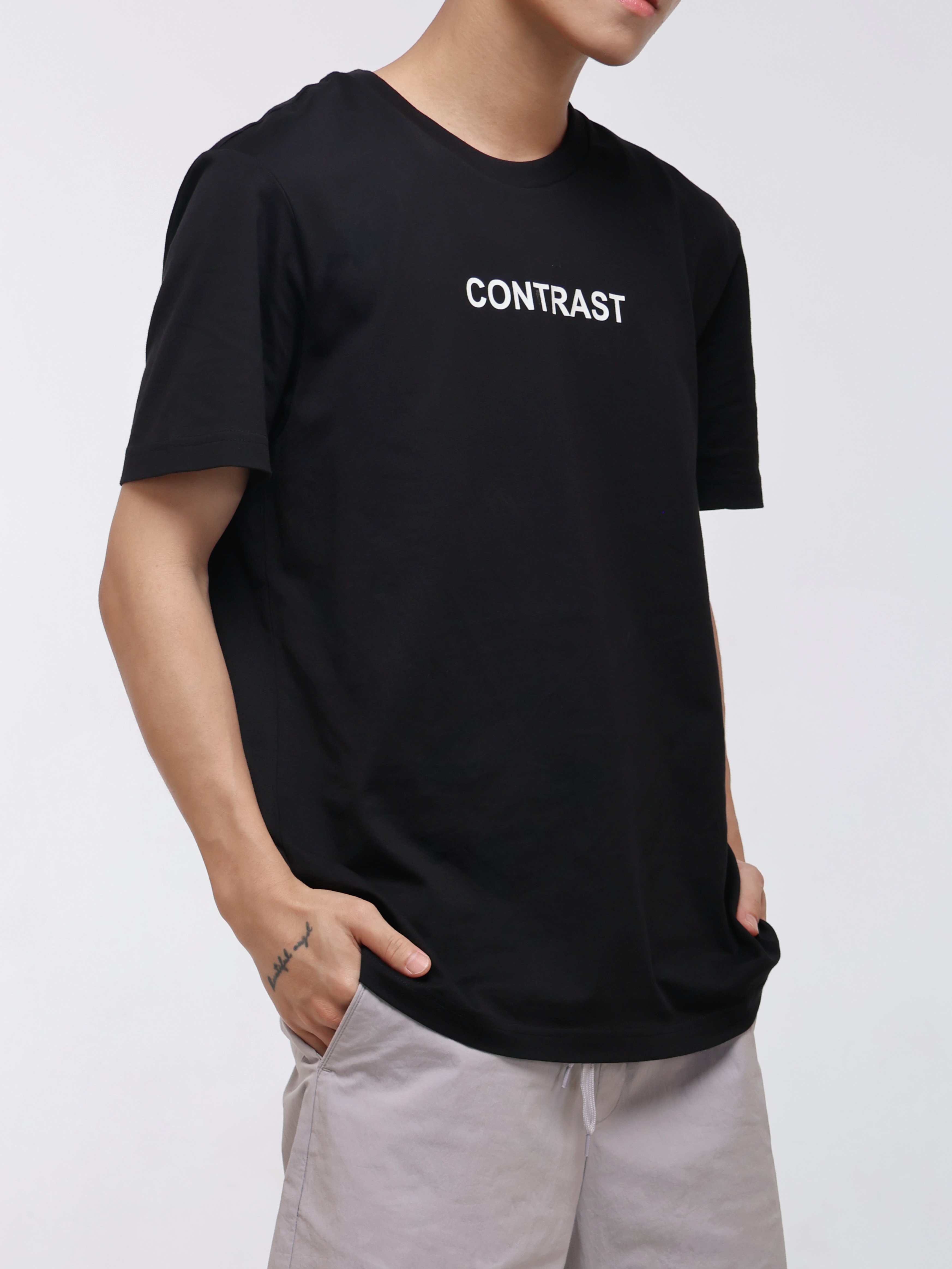 Men's Knitted Casual Wear with "CONTRAST" Slogan (YS30117)