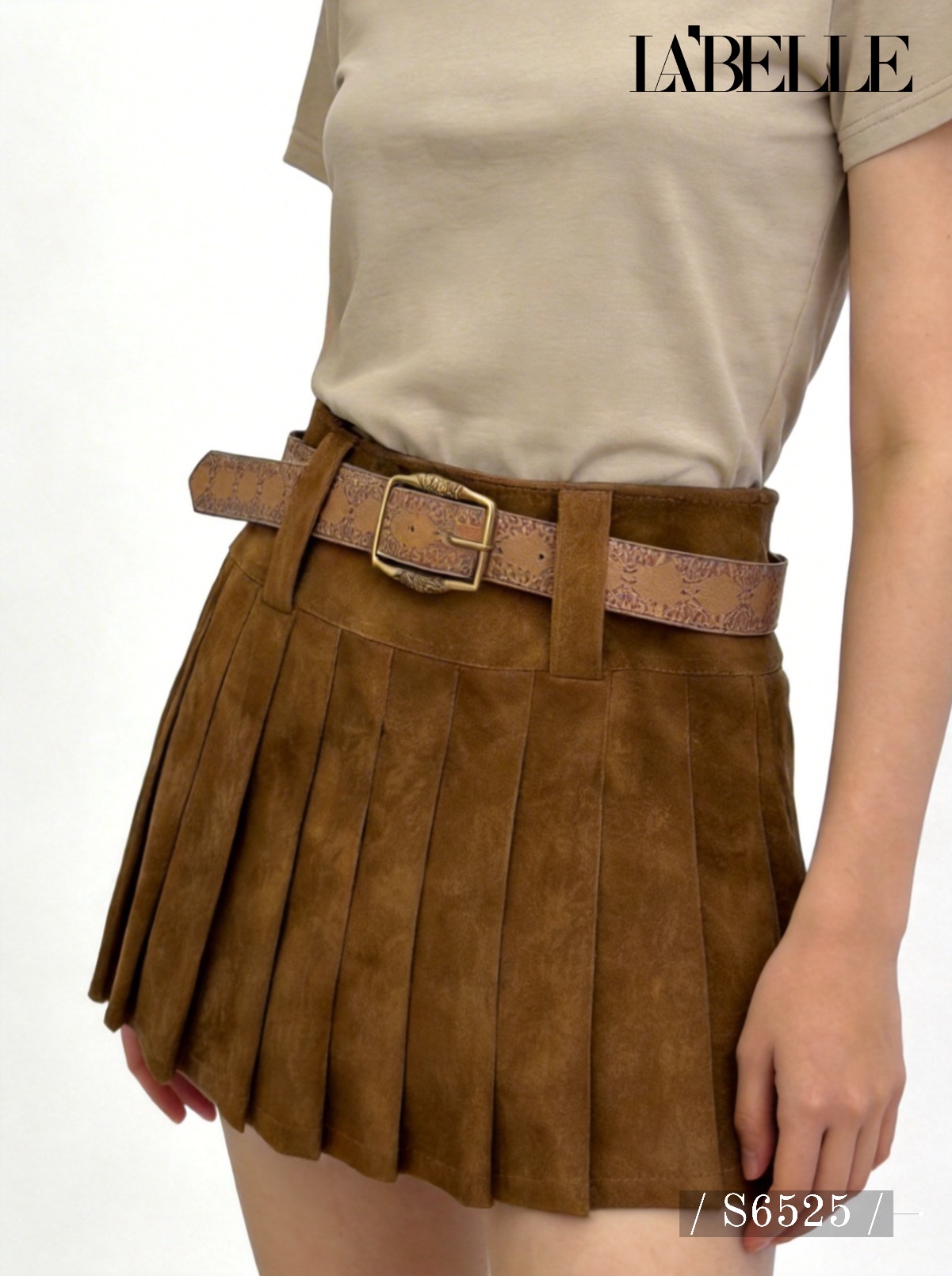 学院风百褶设计A字高腰短裙 (S6525)