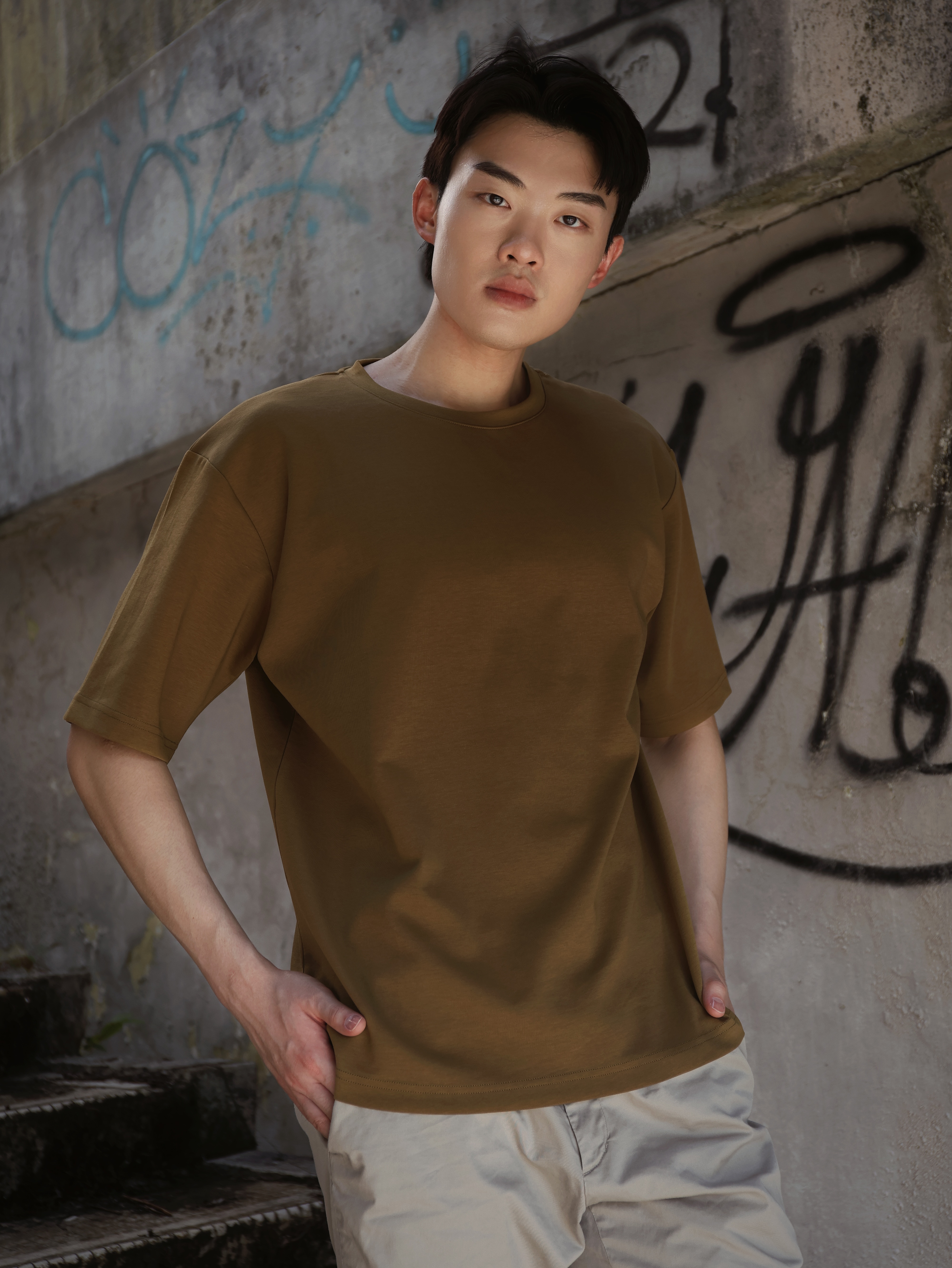 【STICKMEN】舒适圆领宽松OverSize上衣（SM100101 OLIVE）