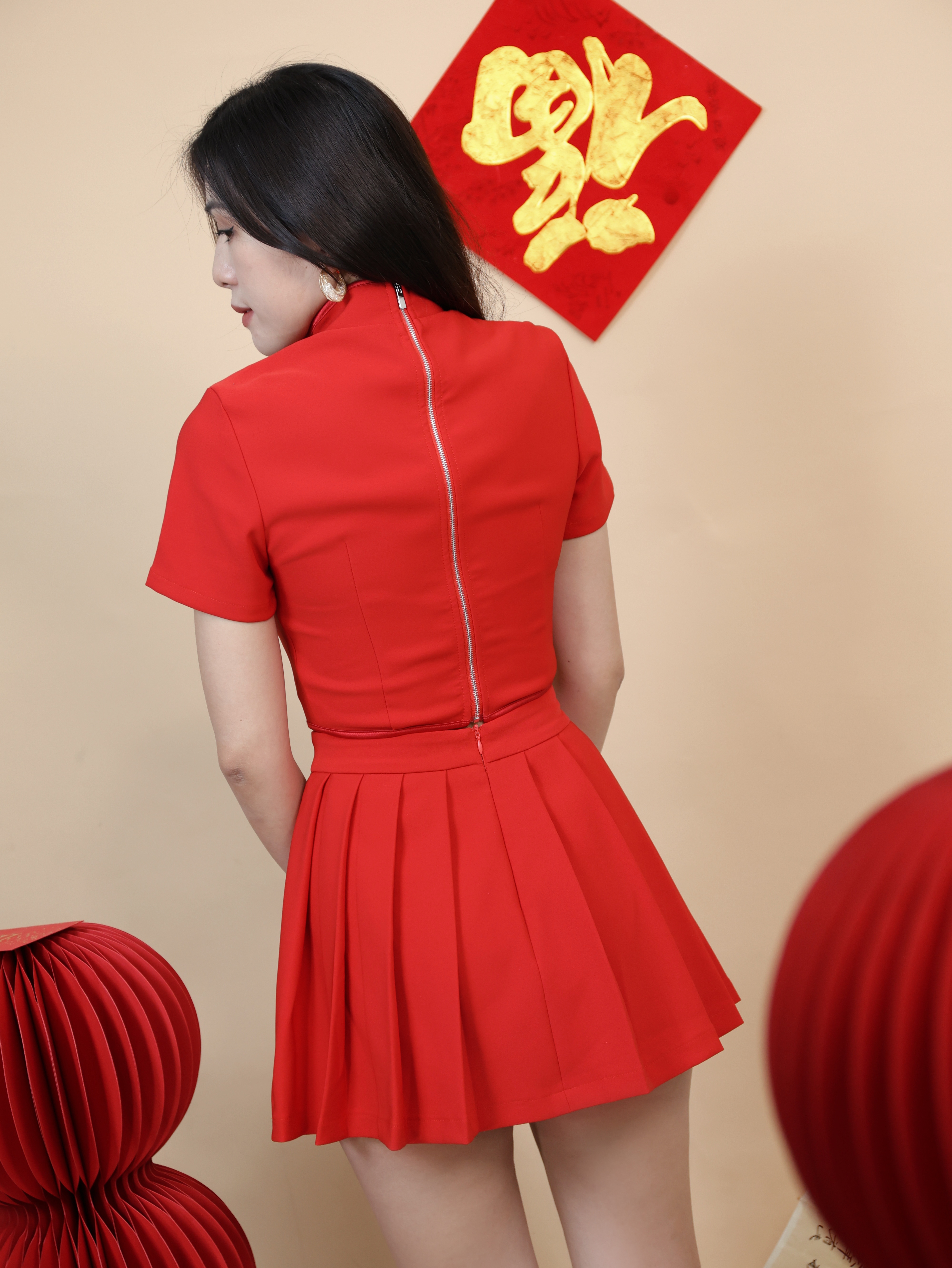 【LBP亲子系列-红运当头】时尚新中式旗袍两件套【妈妈款】(F70127)-La'Belle Fashion Boutique Sdn Bhd