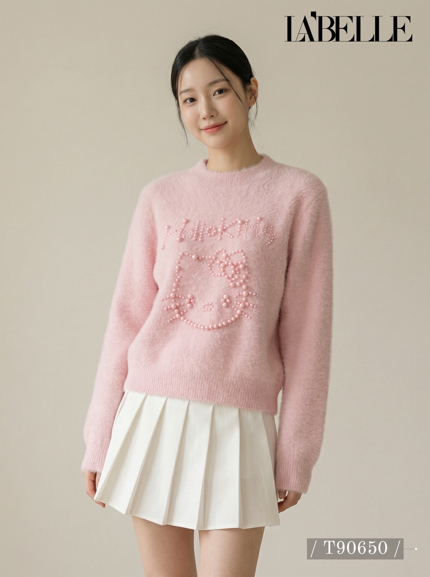 甜美钉珠hello kitty设计长袖上衣 （T90650）