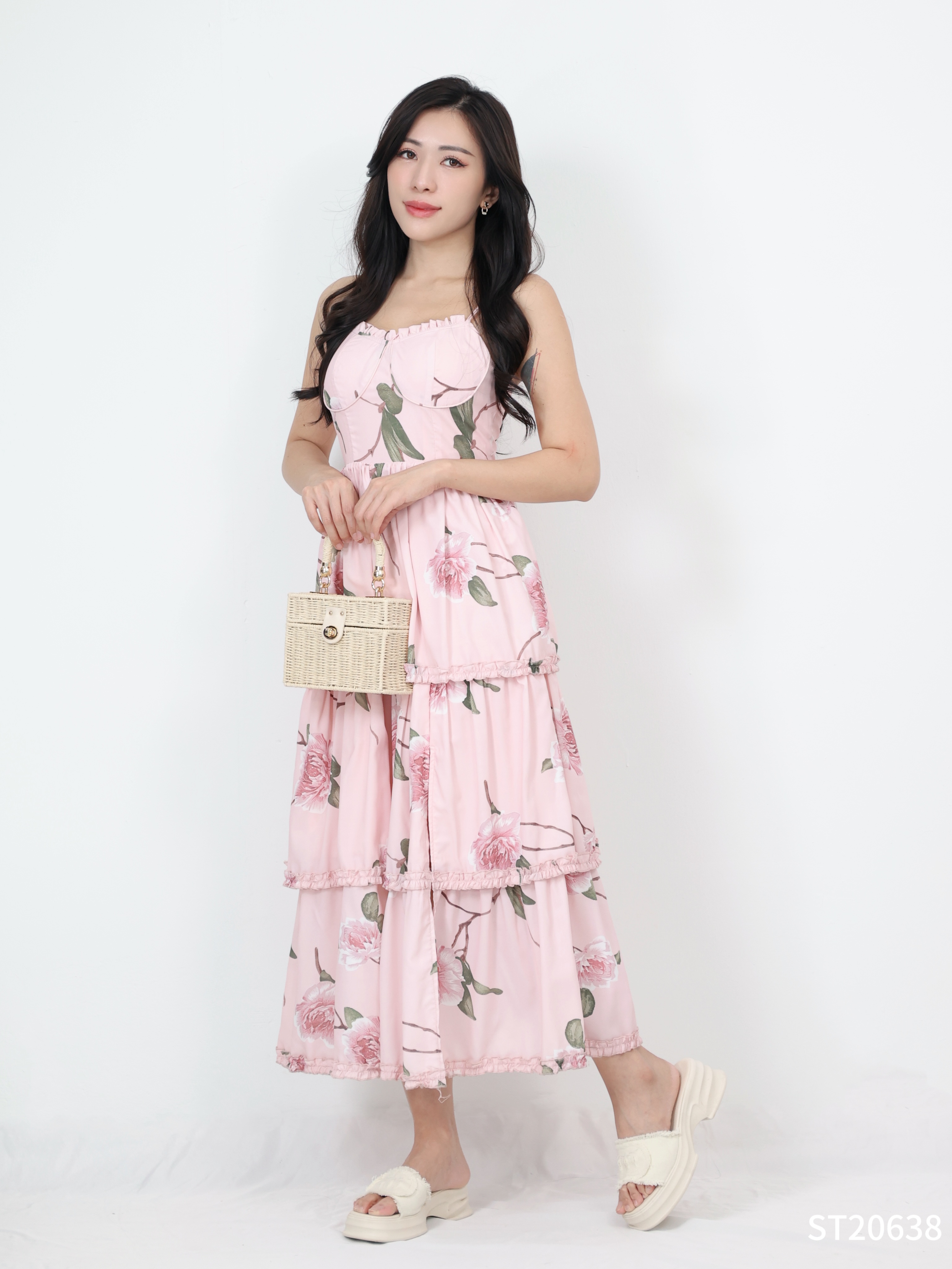 【LBP独家】法式茶歇蛋糕层设计吊带连身裙（ST20638）- 特价