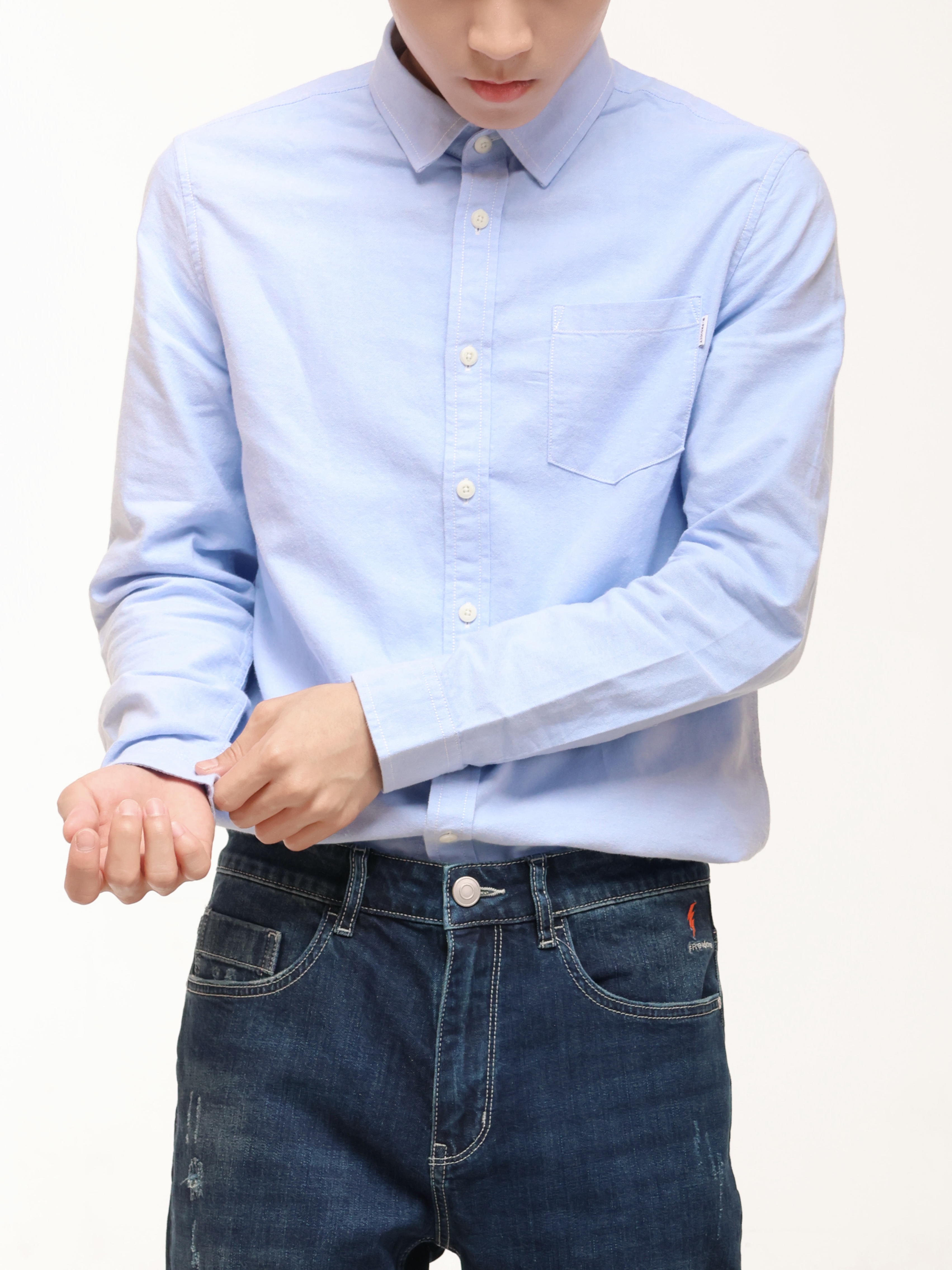 Men's Solid Colour One Side Pocket Button-up Shirt  (YS30128)