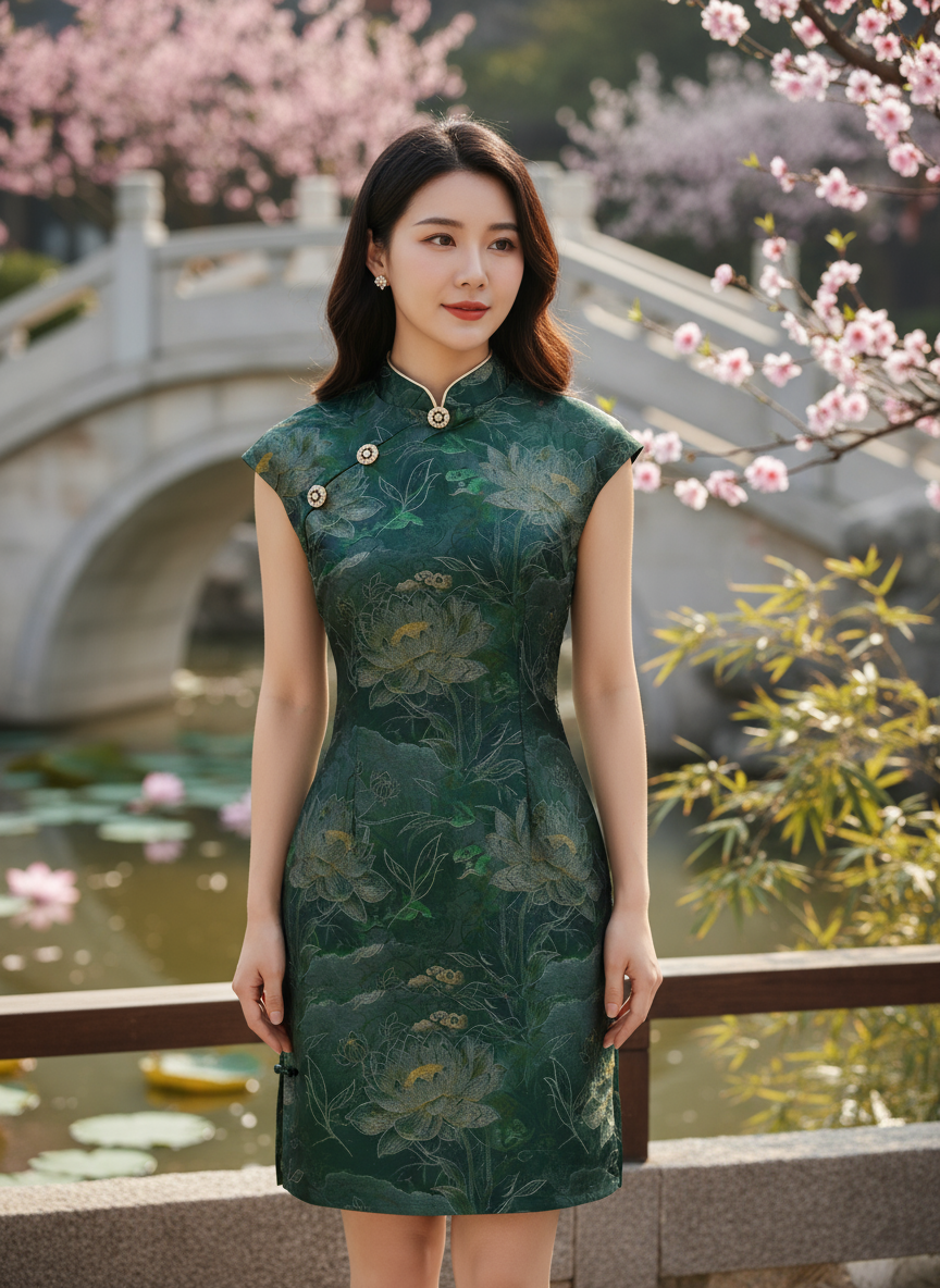 【预购PRE-ORDER】【烟岚浅梦】 LBP 独家新年系列 高端改良版金属钻石假扣设计无袖旗袍 (ST21538)